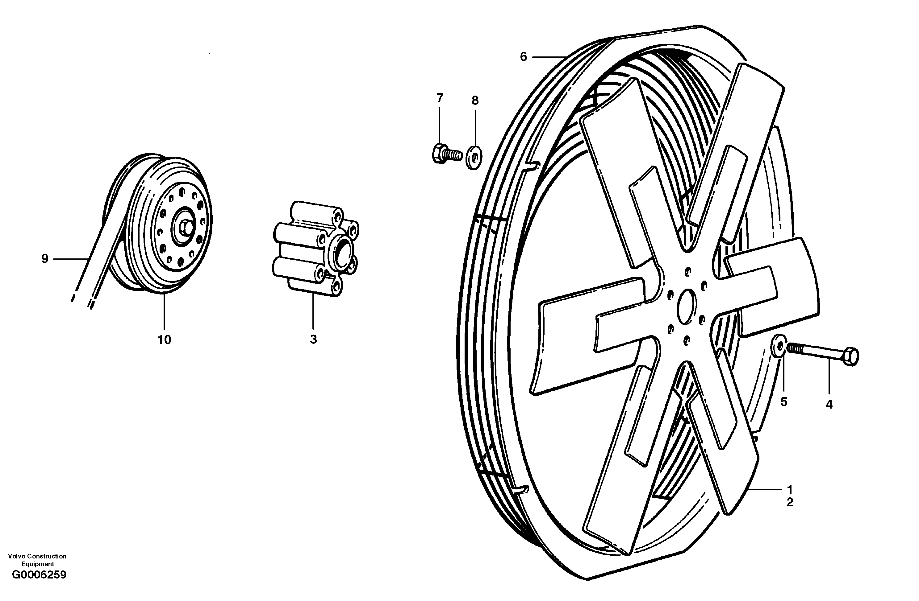 Fans and fan guard  MODEL G740 - G780 — volvo parts diagram