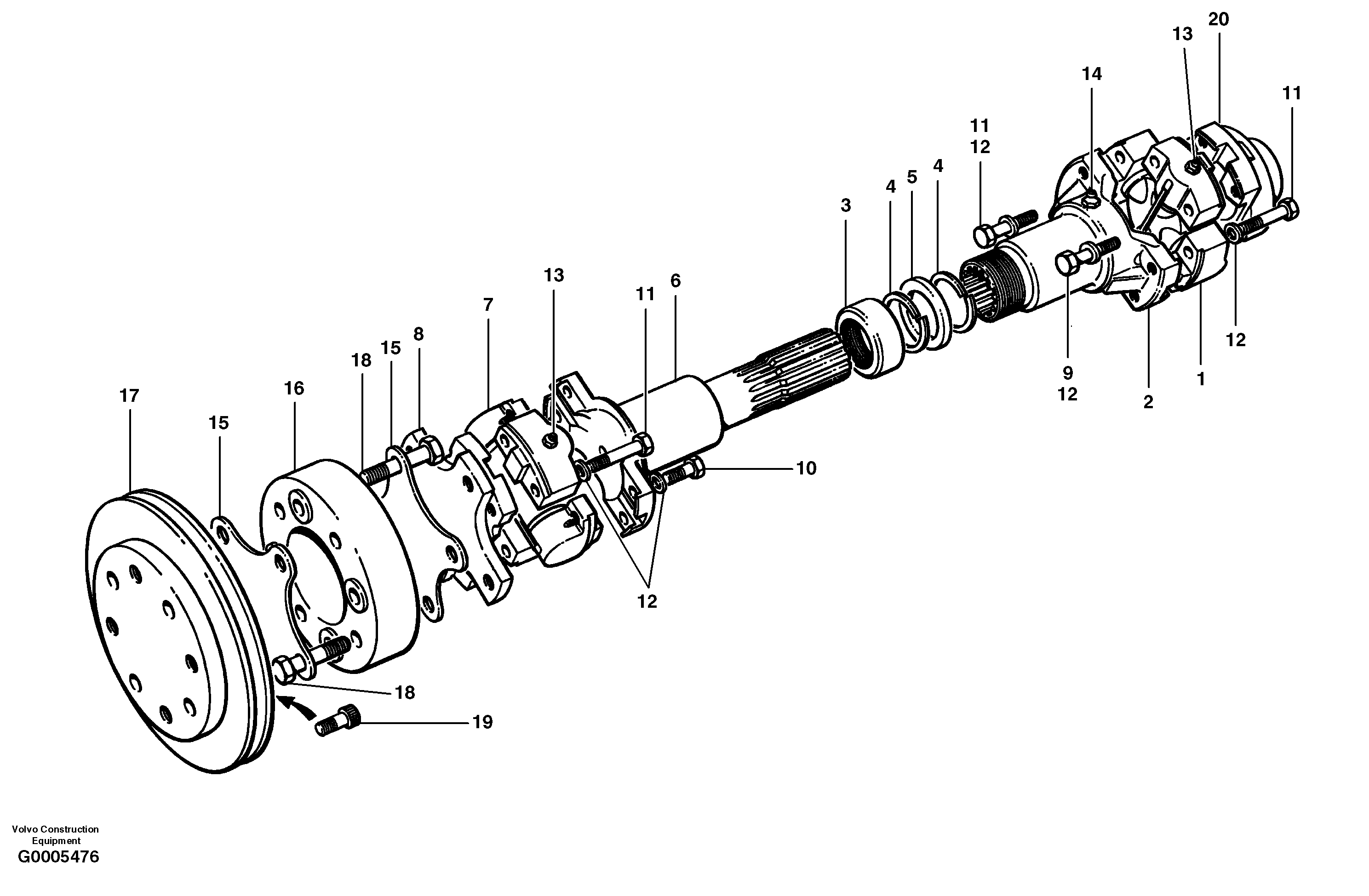 Pump drive shaft - AWD MODEL G726 VHP, G736 VHP — volvo parts diagram