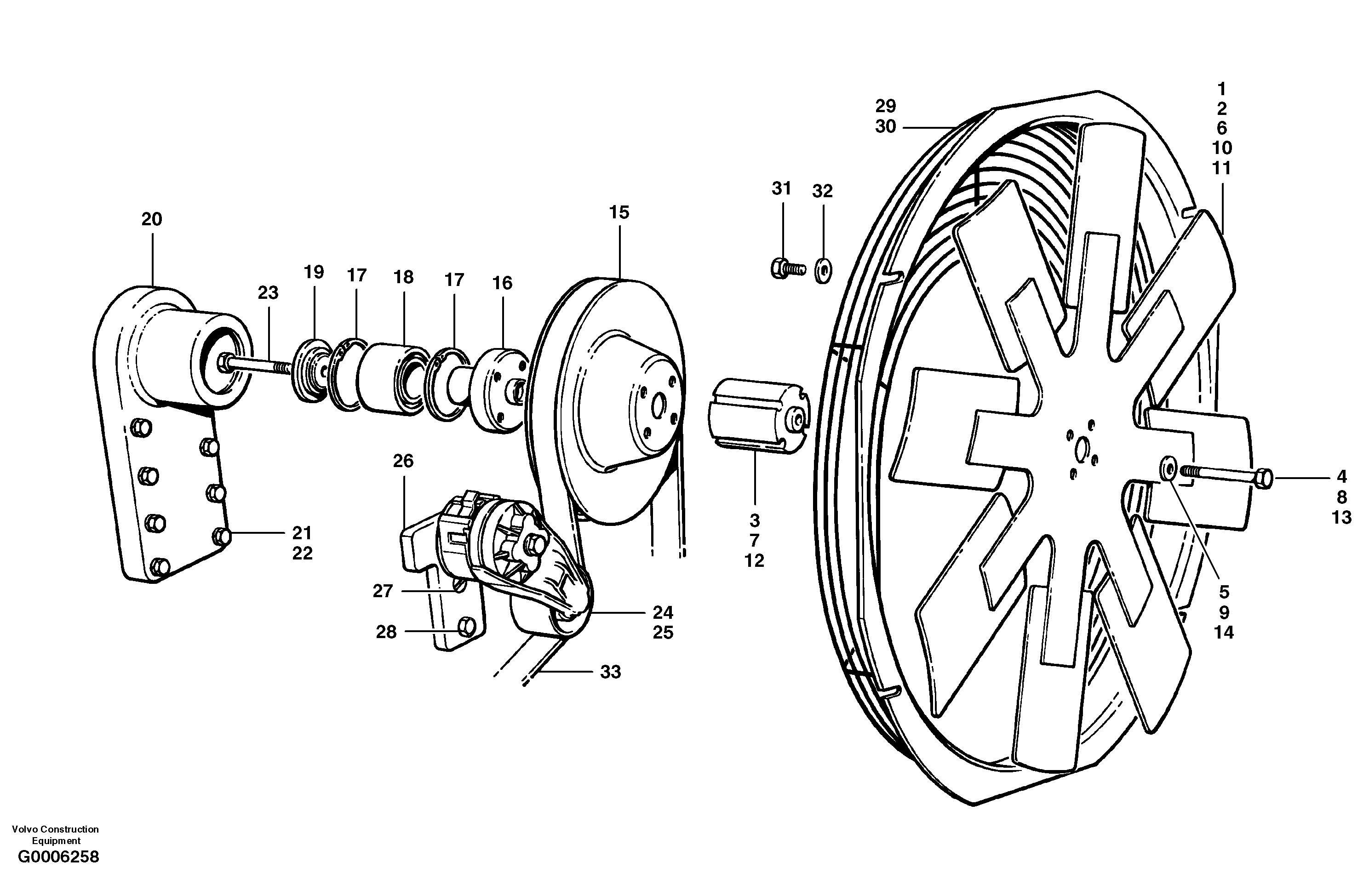 Fans and fan guard  MODEL G720 - G736 — volvo parts diagram