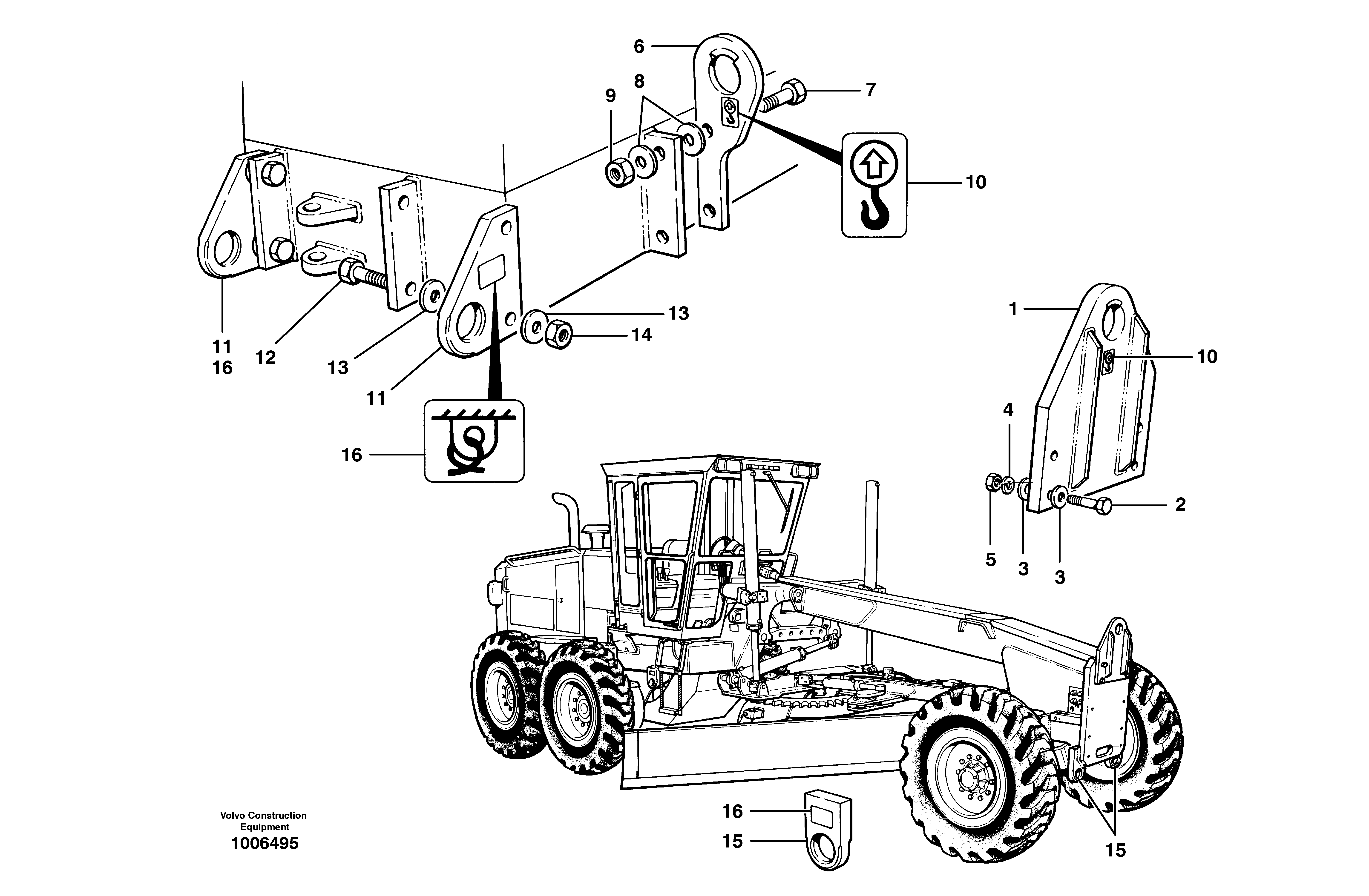 Lifting and tie-down brackets — volvo parts diagram