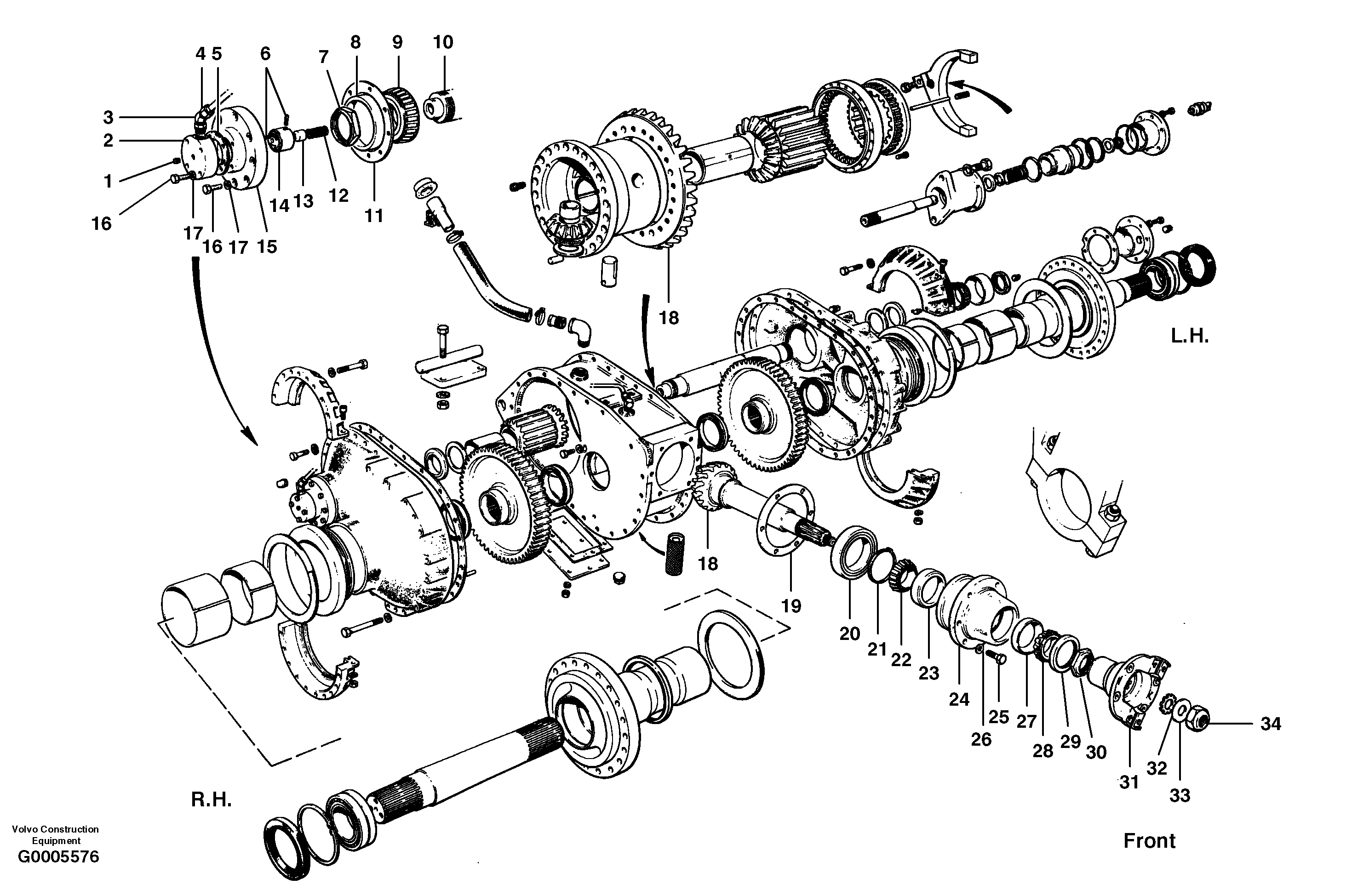 Final drive, differential, oil pump and input pinion  MODEL G780 — volvo parts diagram