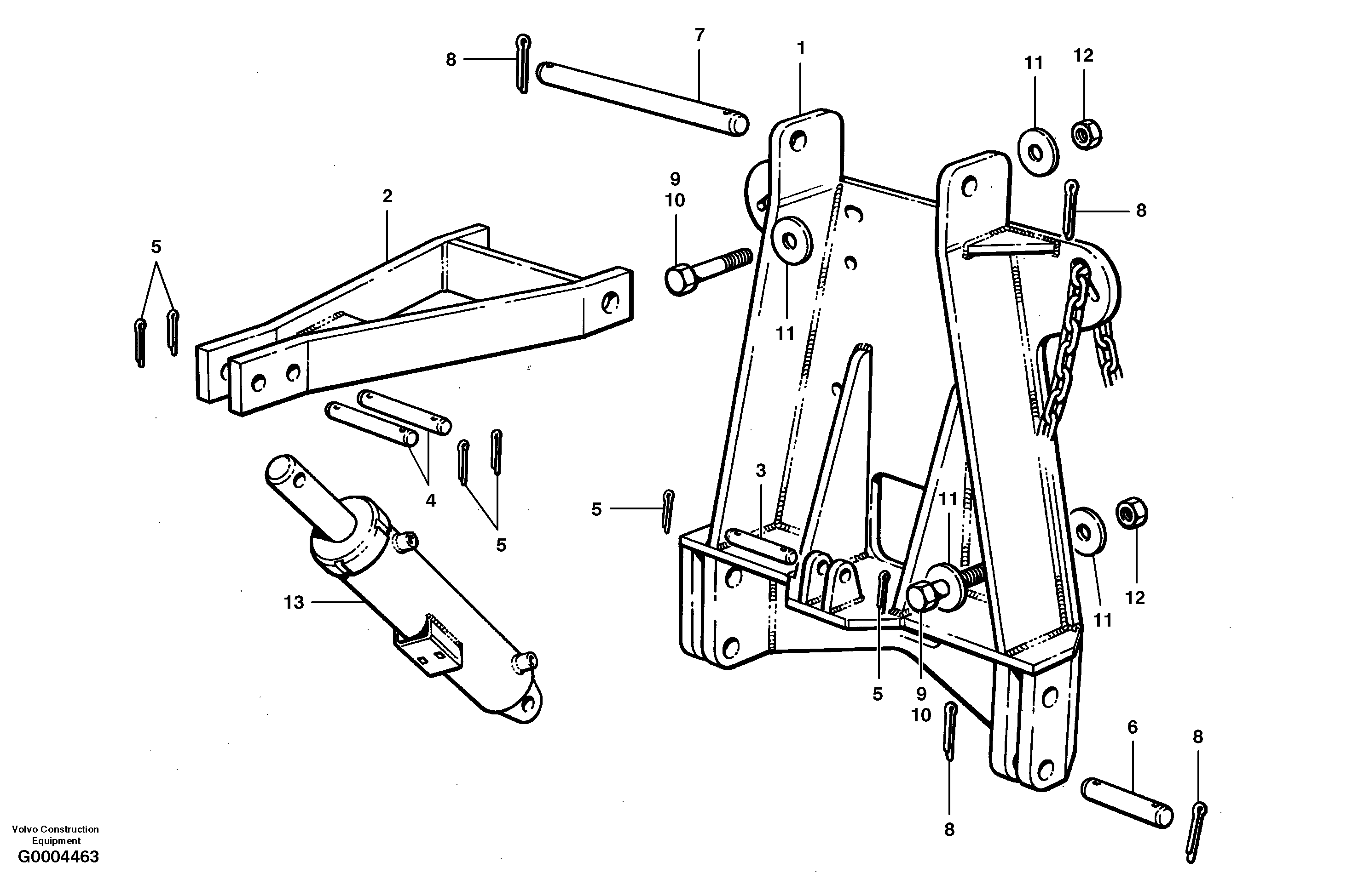 Attaching frame — volvo parts diagram