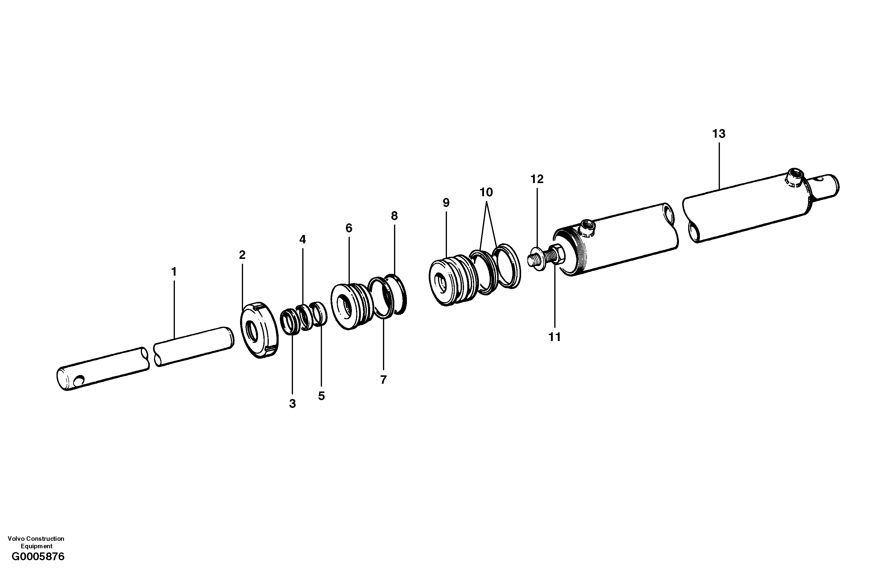 Slide shift cylinder  MODEL G710 - G726 S/N 33060 - — volvo parts diagram