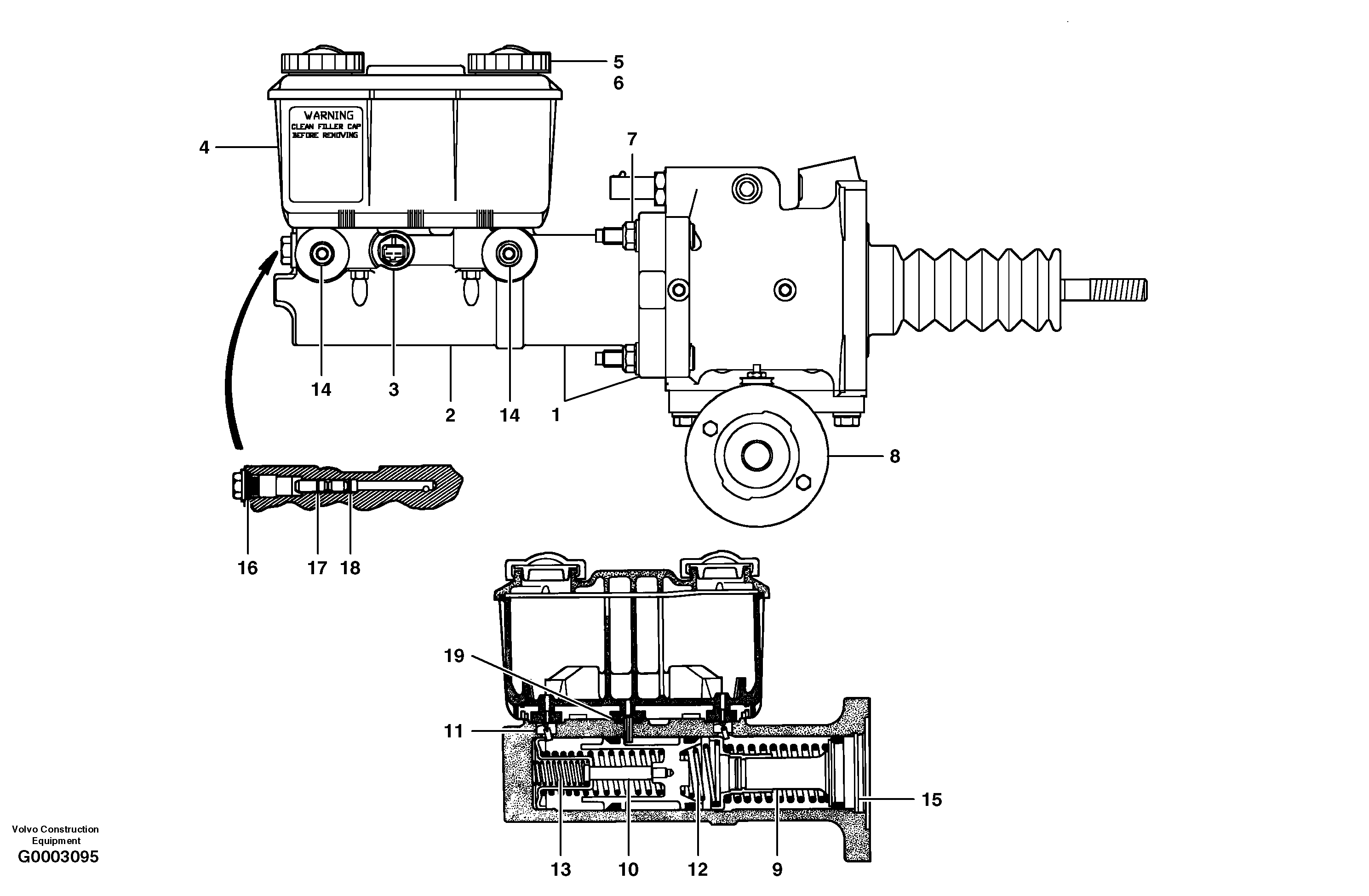 Brake master cylinder — volvo parts diagram