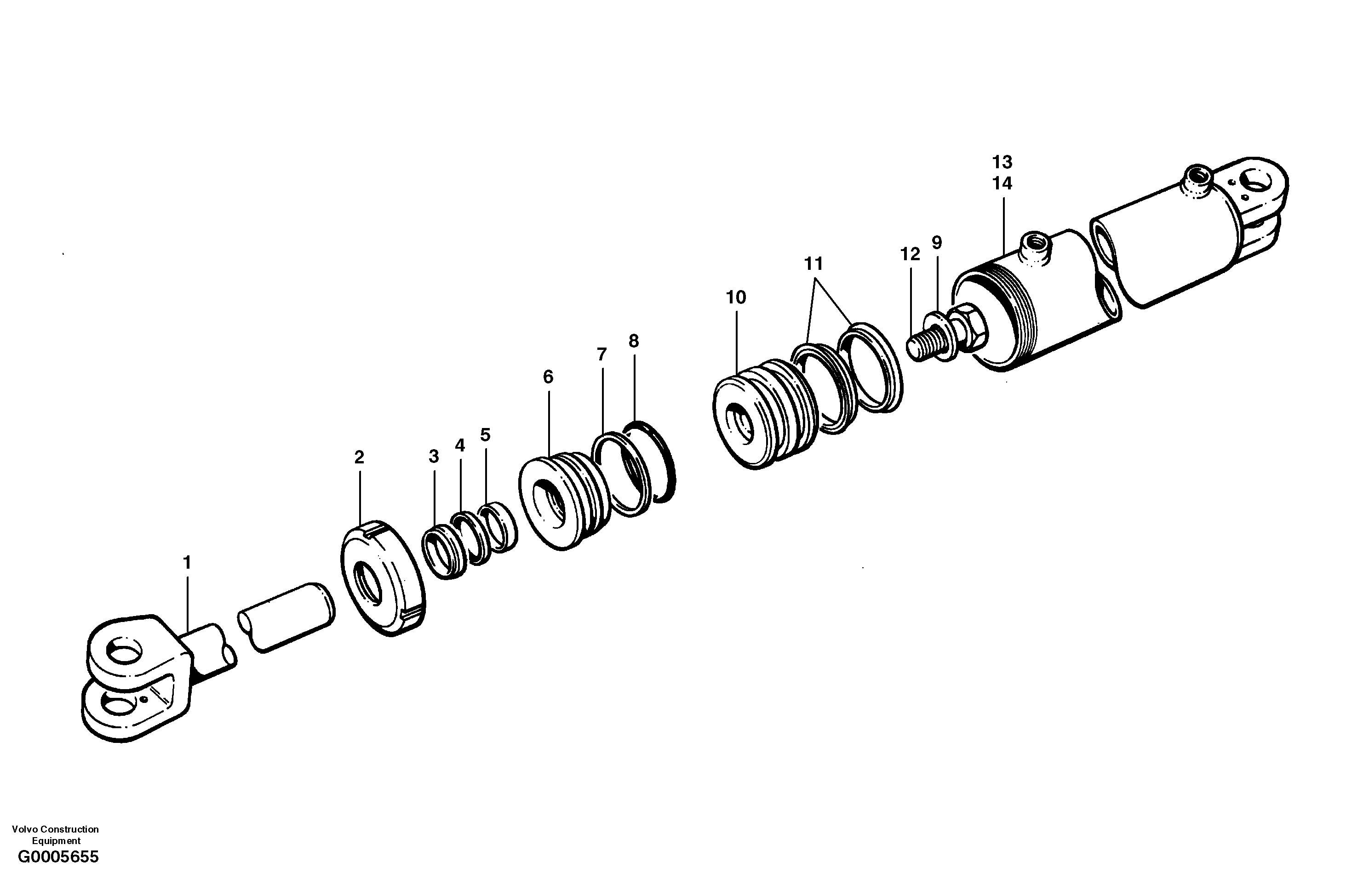 Articulation cylinders MODEL G710 - G726 S/N 33060 - — volvo parts diagram