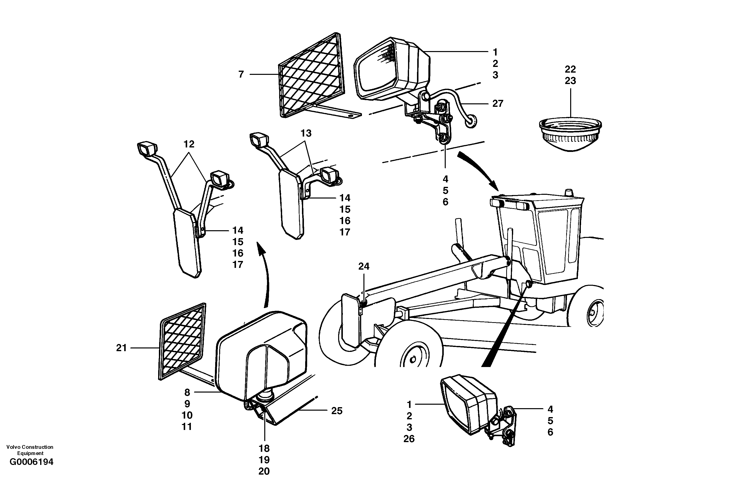 Extra lights - front — volvo parts diagram