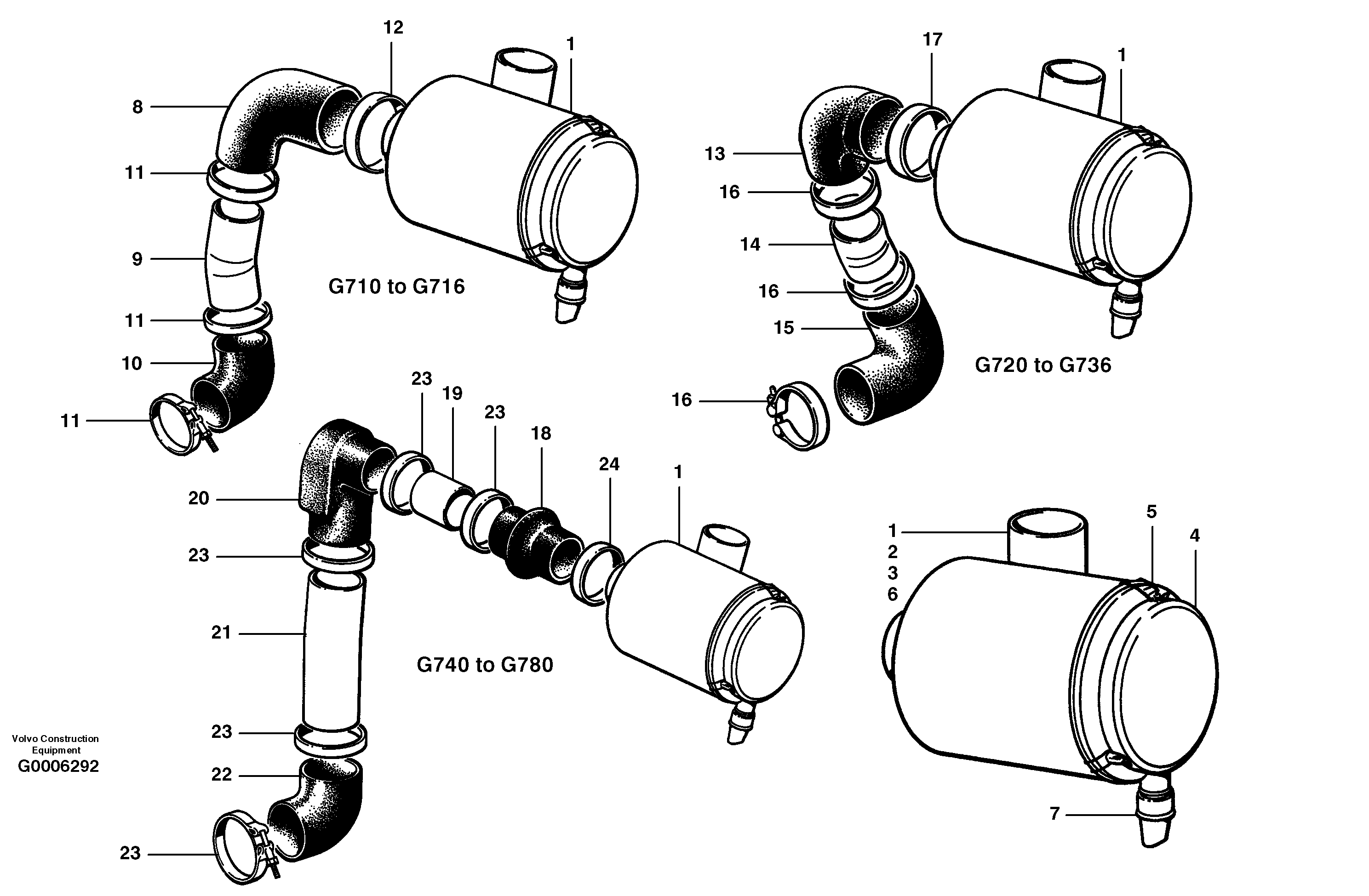 Air cleaner and inlet assembly  S/N 33552 - — volvo parts diagram