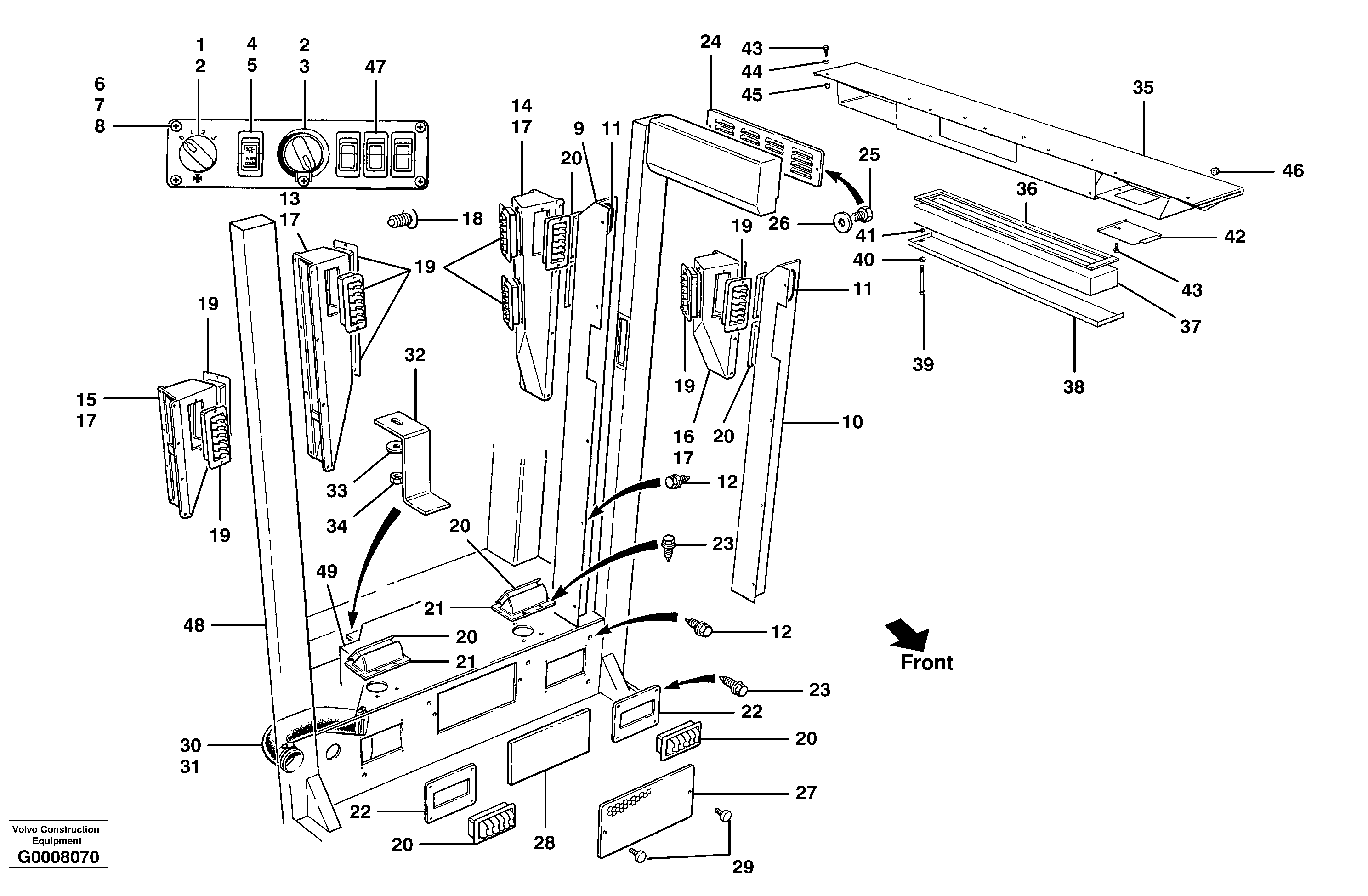 Heater and air conditioning installation  S/N 33028 - — volvo parts diagram