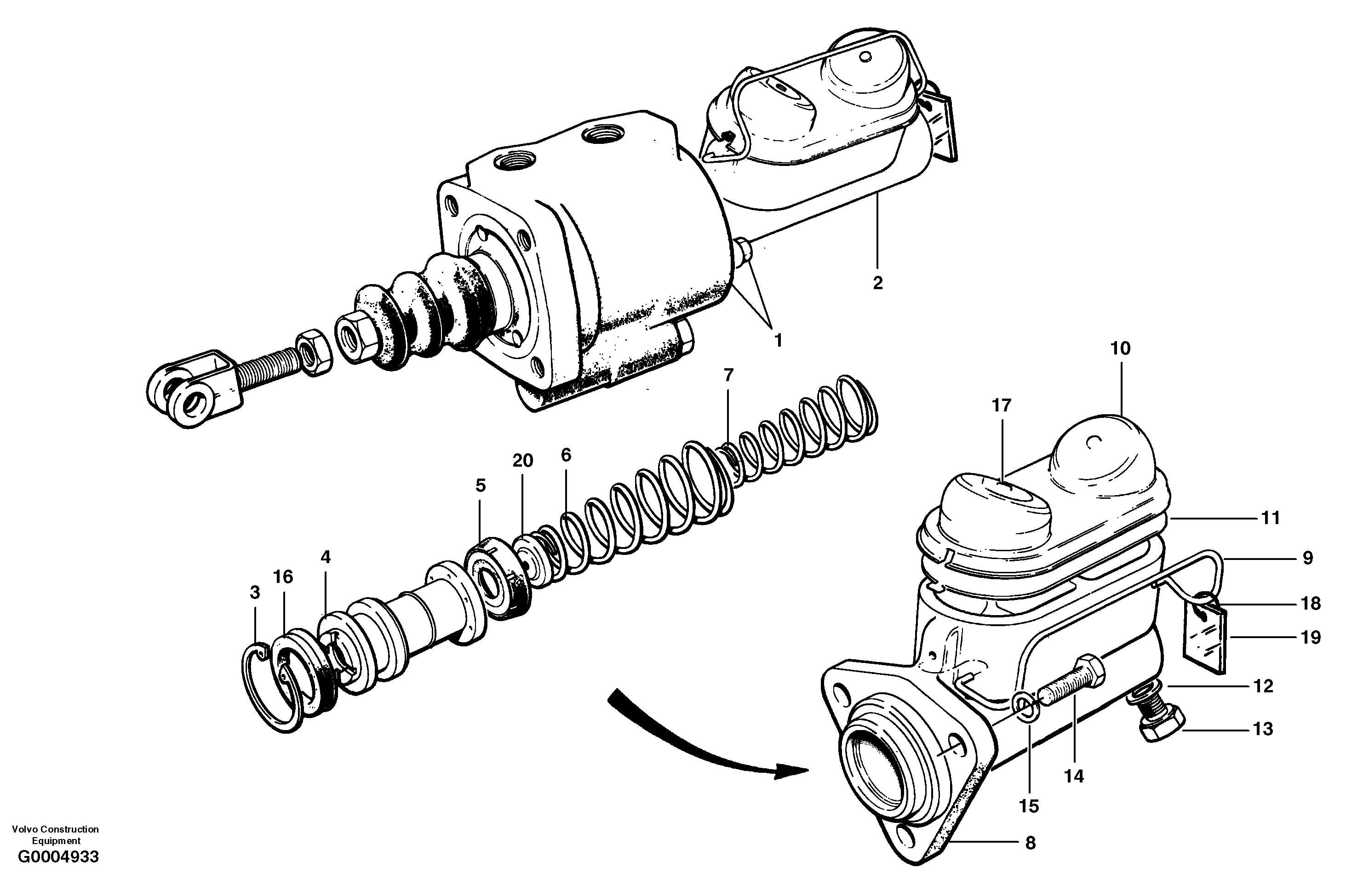 Clutch master cylinder — volvo parts diagram
