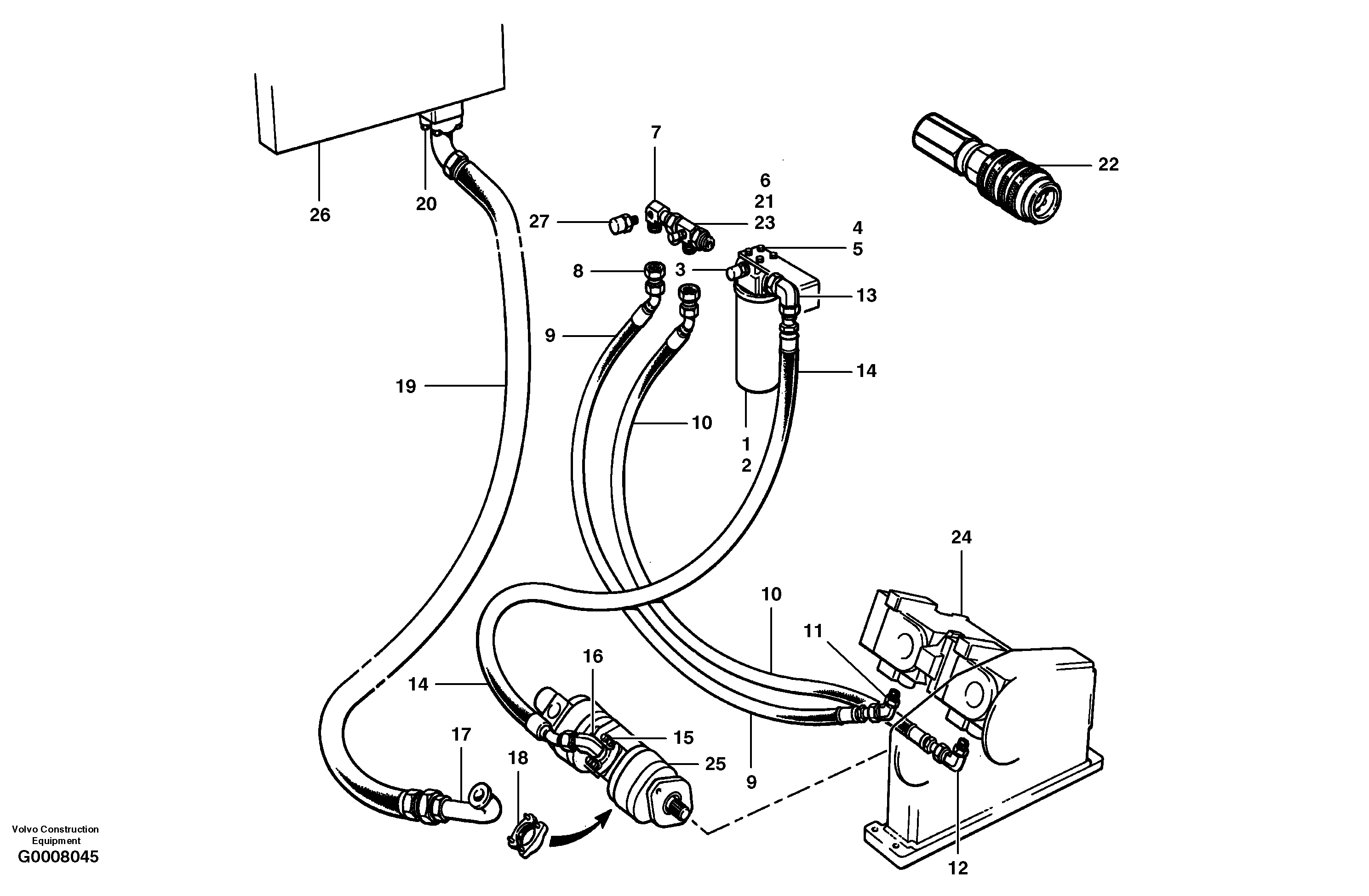 Hydraulic filter and circuit - AWD — volvo parts diagram
