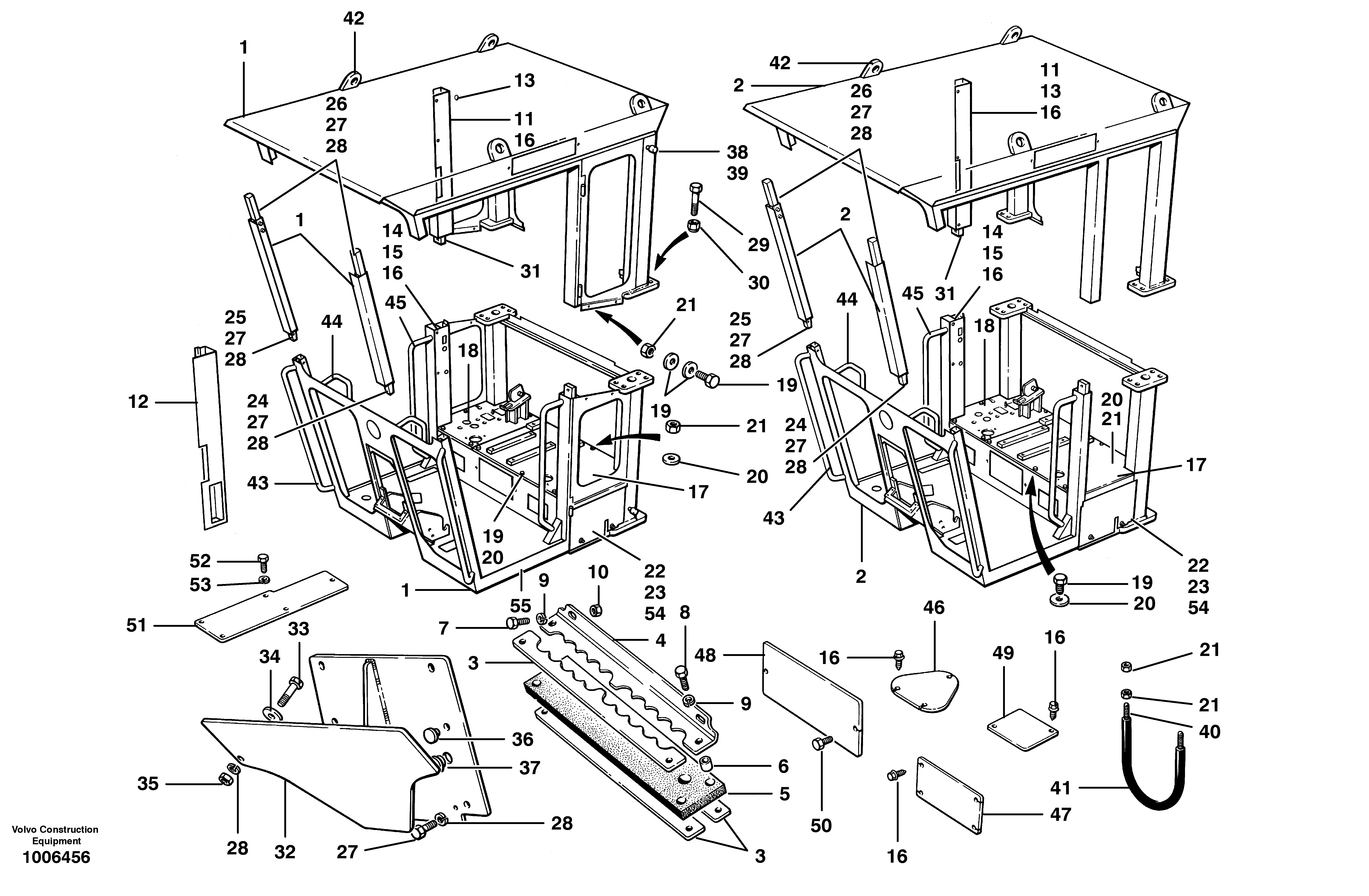 Cab - split Rops and Canopy S/N 33028 - — volvo parts diagram