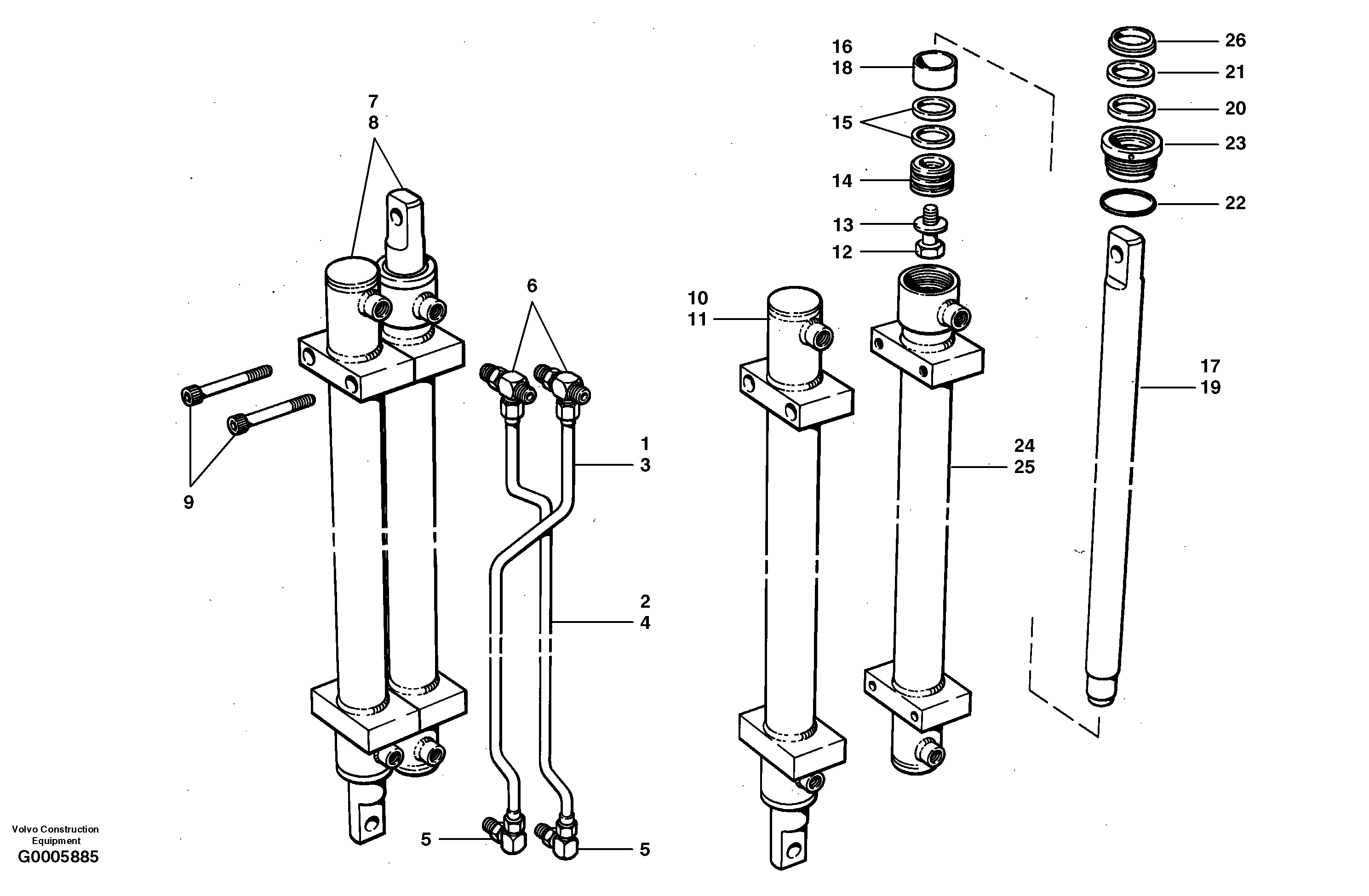 Dual slide cylinder assembly - hydraulic wing  33060 - — volvo parts diagram