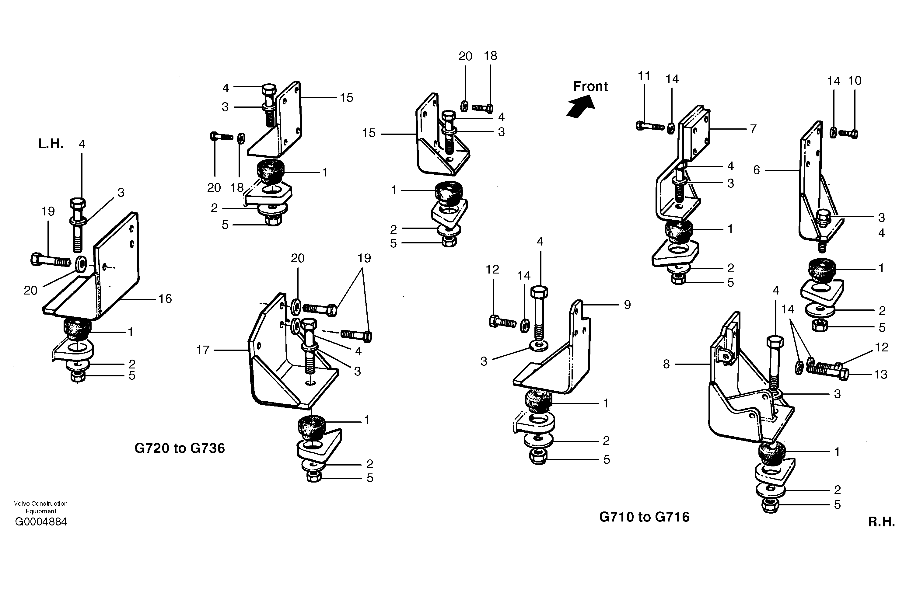Engine mounts MODEL G710 - G736 — volvo parts diagram
