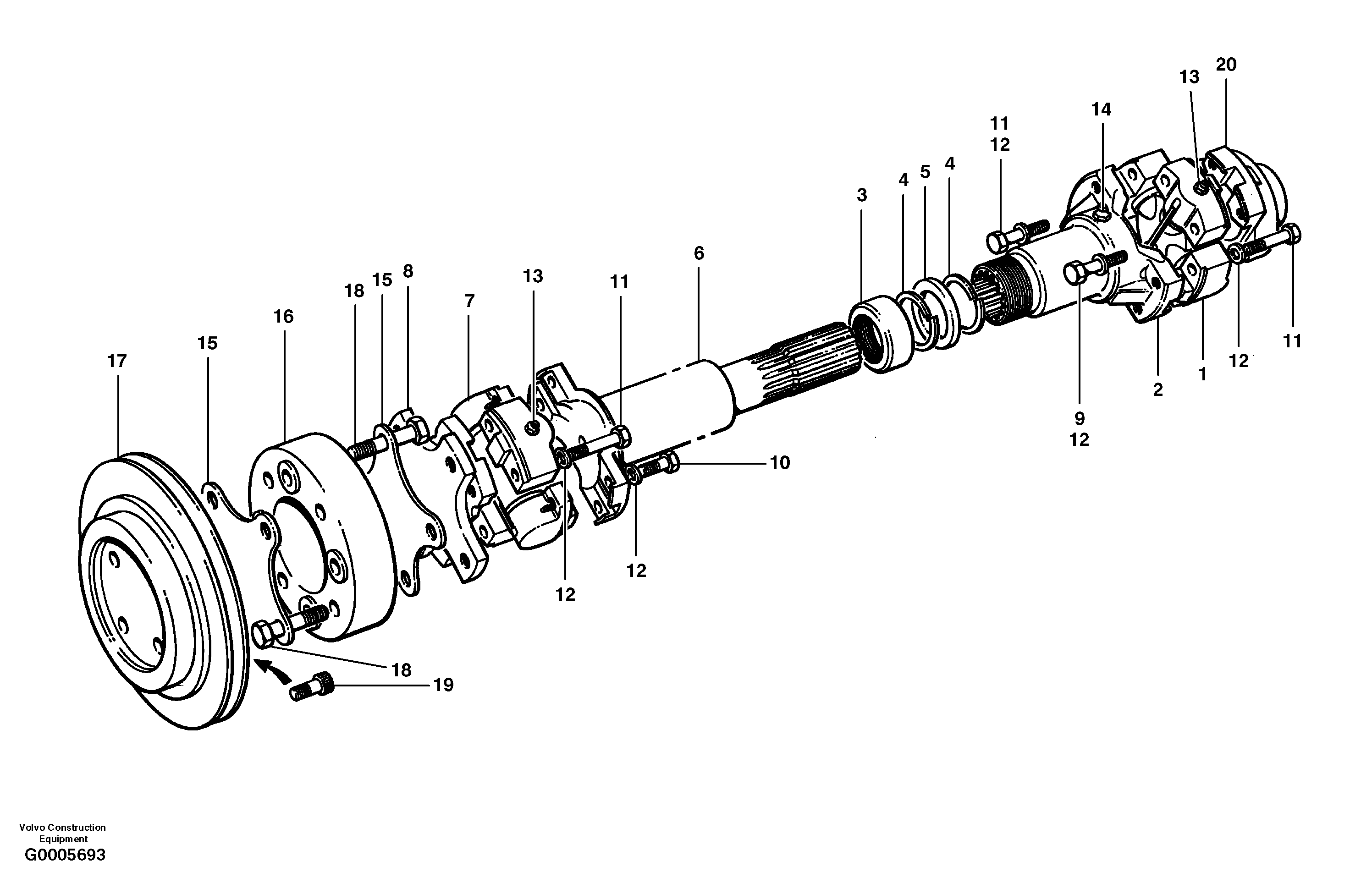 Pump drive shaft - AWD MODEL G716 VHP — volvo parts diagram