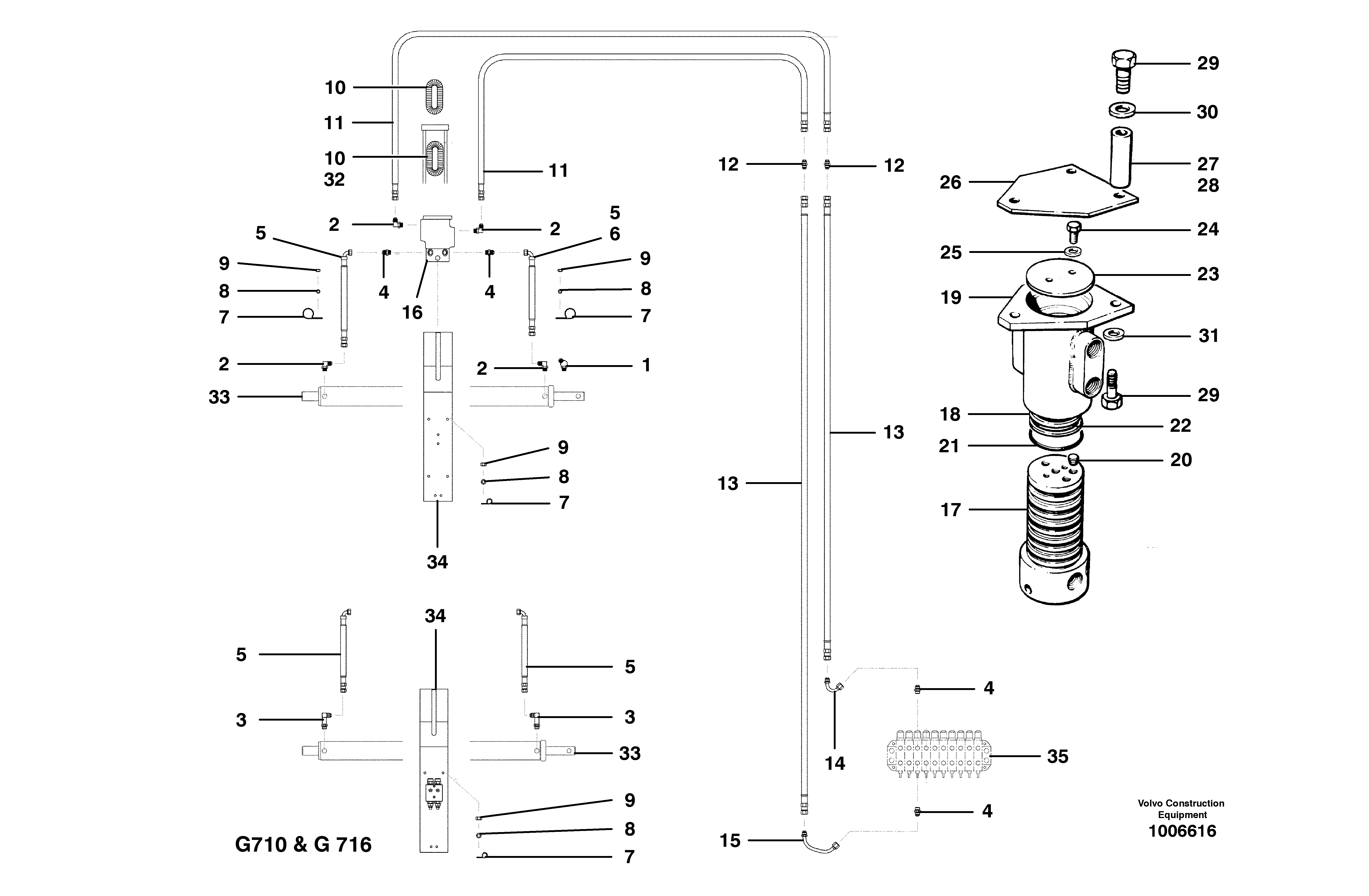 Slide shift circuit and swivel joint — volvo parts diagram
