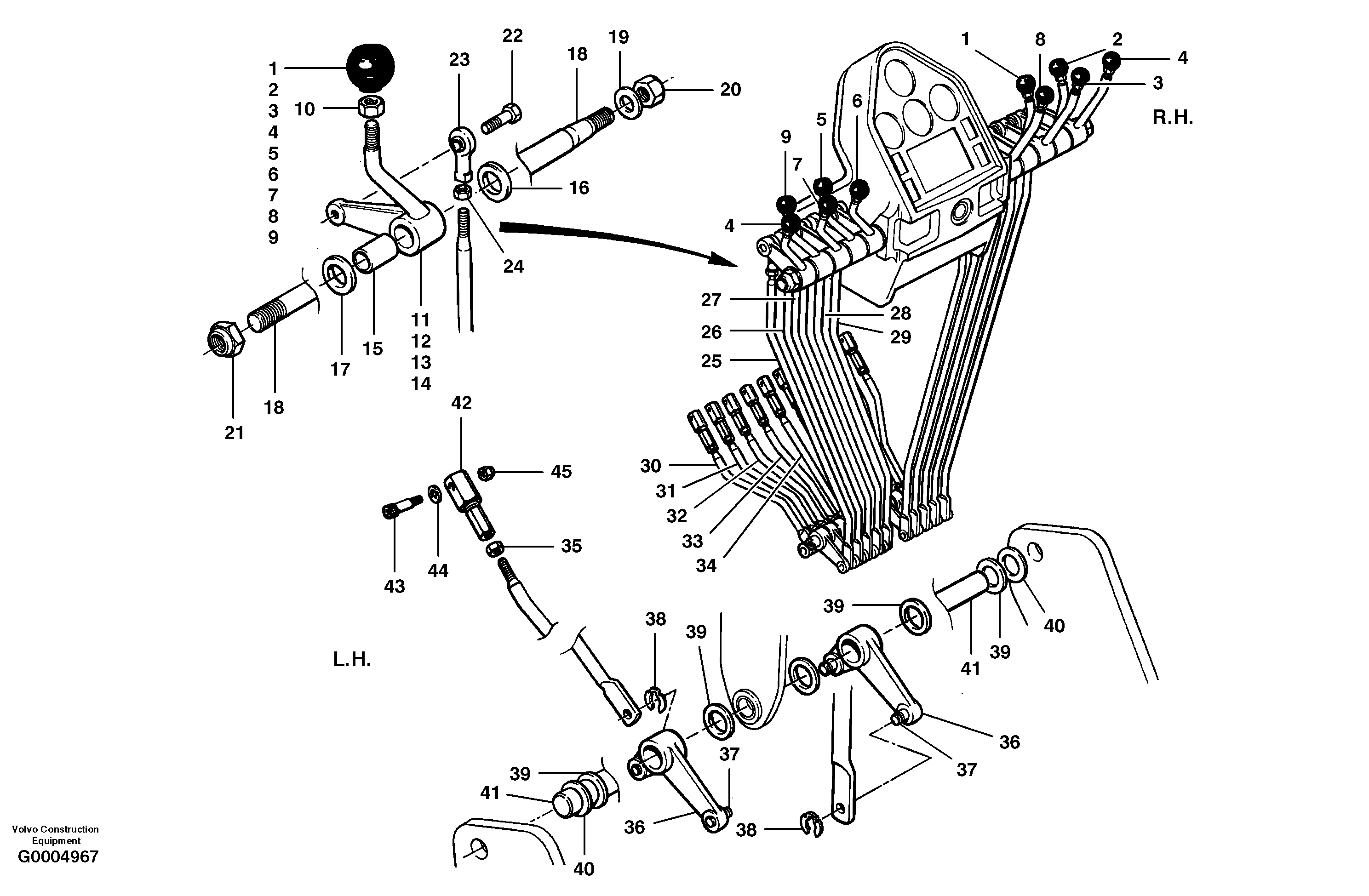 Control levers — volvo parts diagram