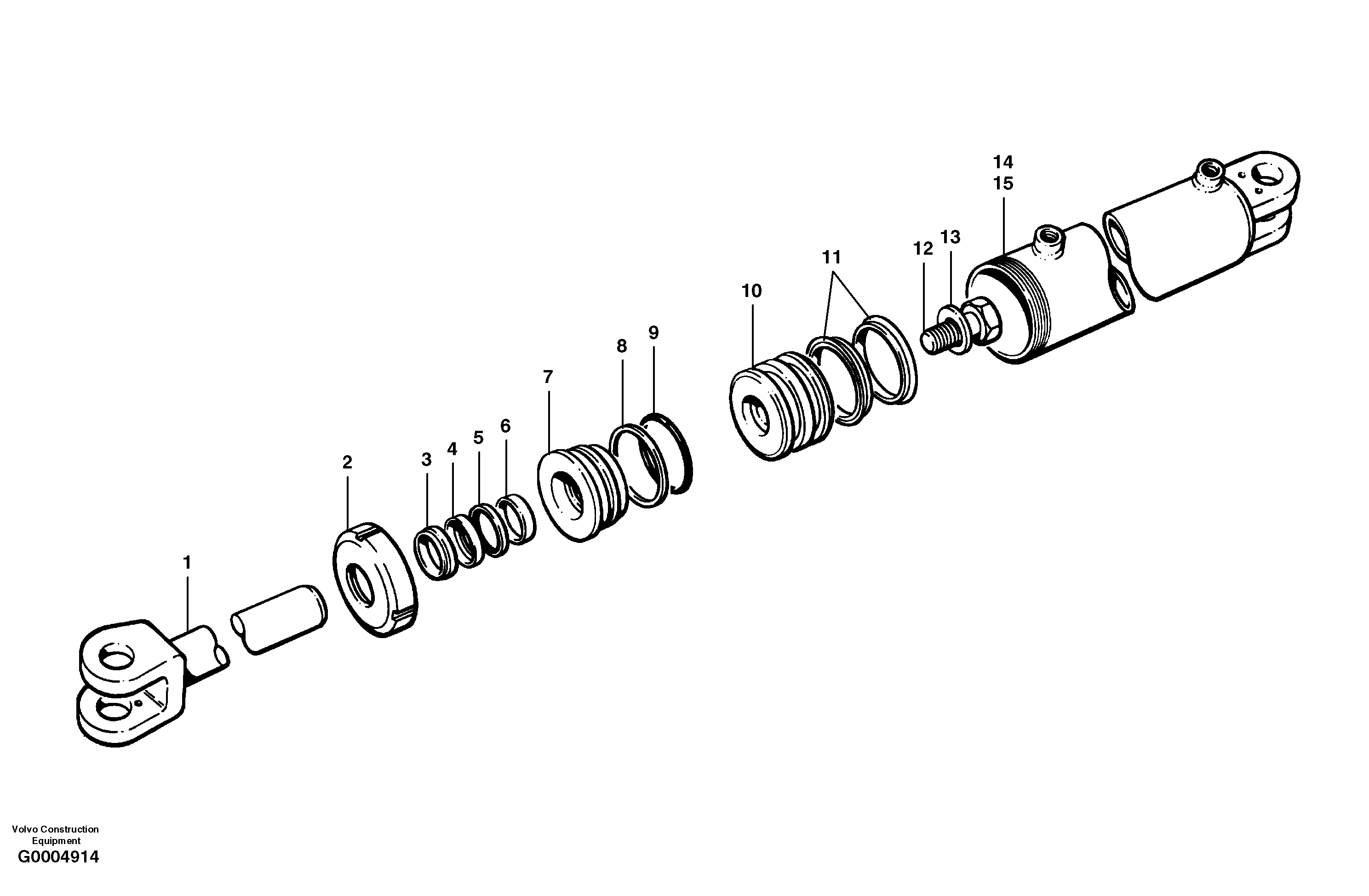Articulation cylinders MODEL G730 - G780 S/N 33000 - 33059 — volvo parts diagram