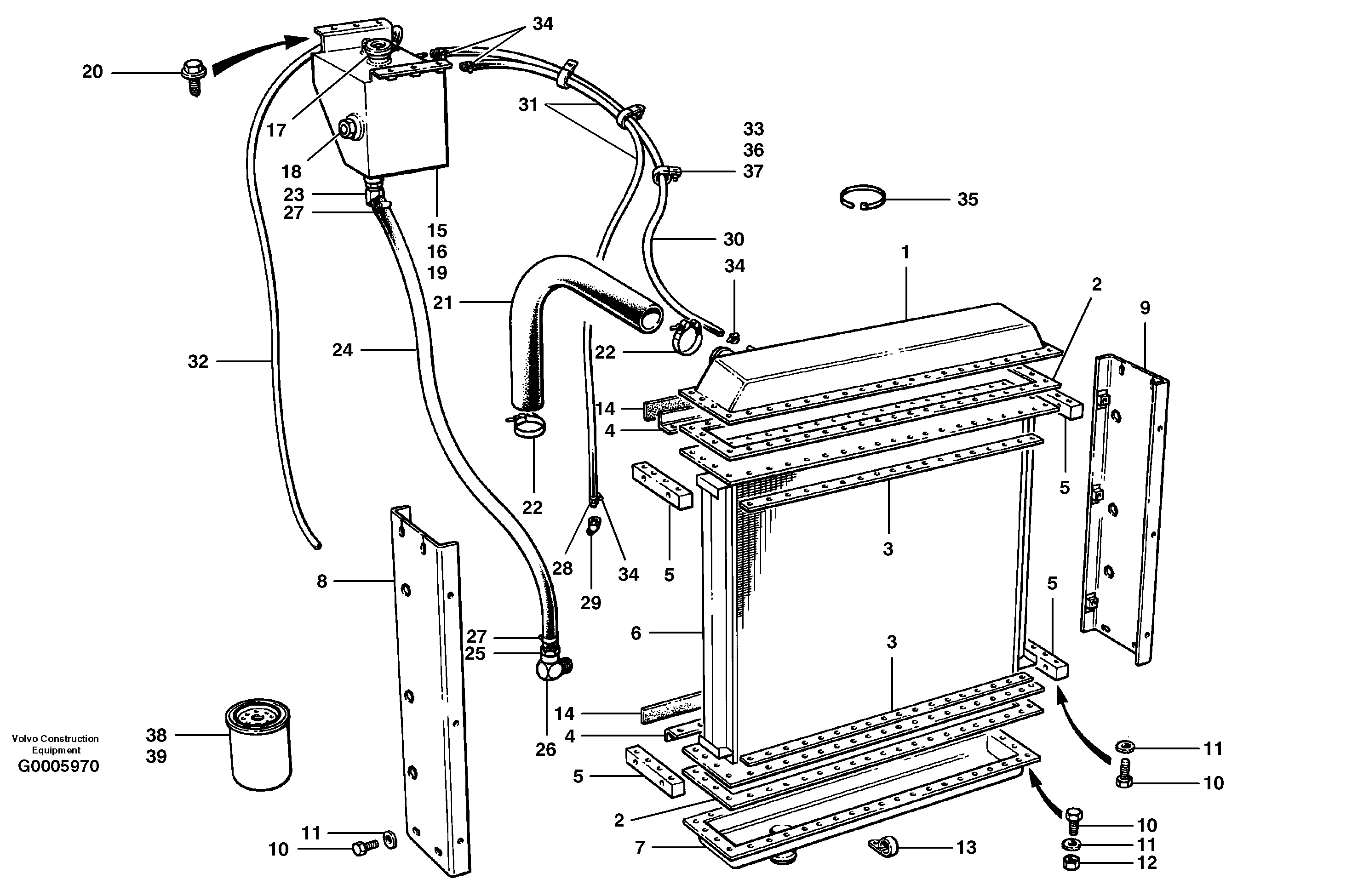 Radiator installation  MODEL G740 - G780 — volvo parts diagram