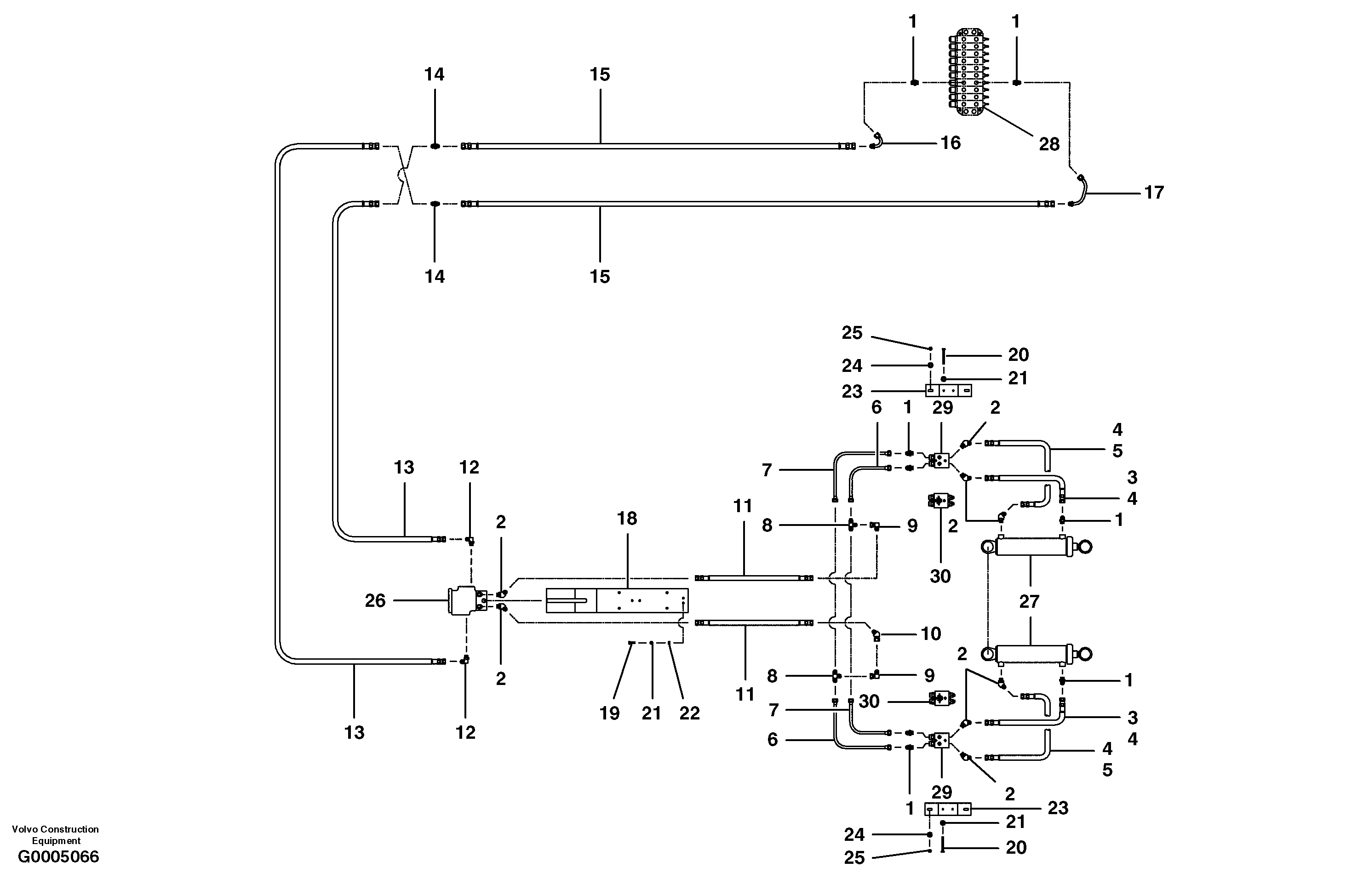 Blade tilt circuit  MODEL G720 - G780 — volvo parts diagram