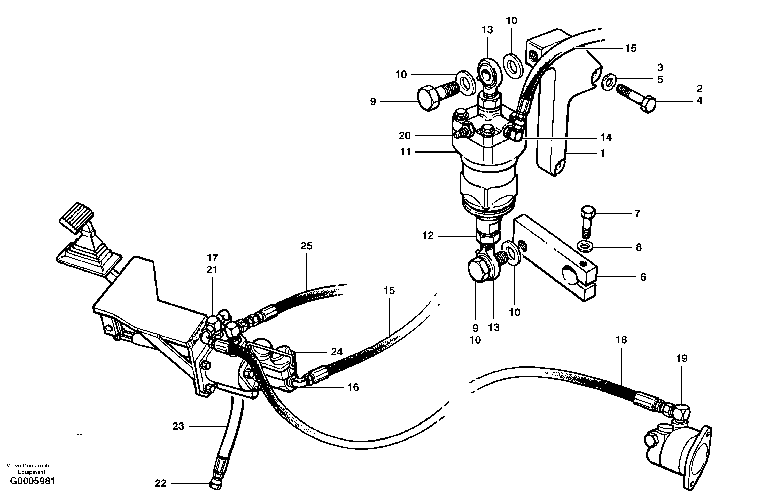Clutch booster circuit and slave cylinder — volvo parts diagram