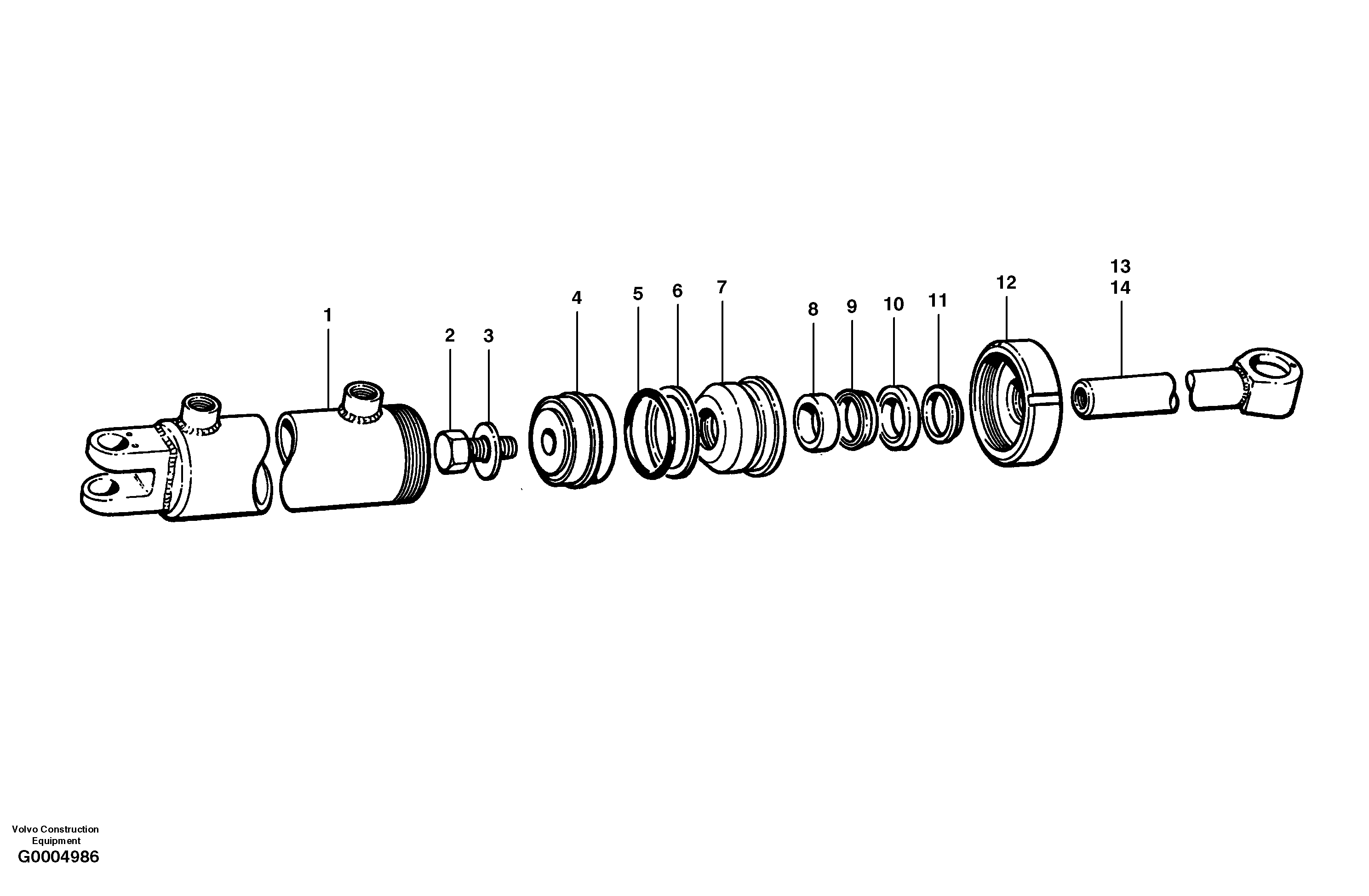 Circle turn cylinder  MODEL G780 S/N 33000 - 33059 — volvo parts diagram