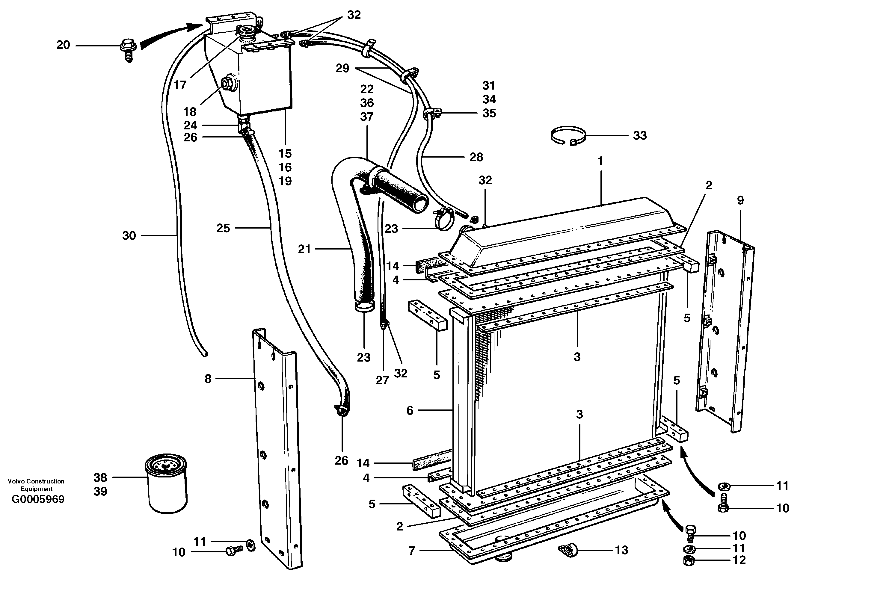 Radiator installation  MODEL G720 - G736 — volvo parts diagram