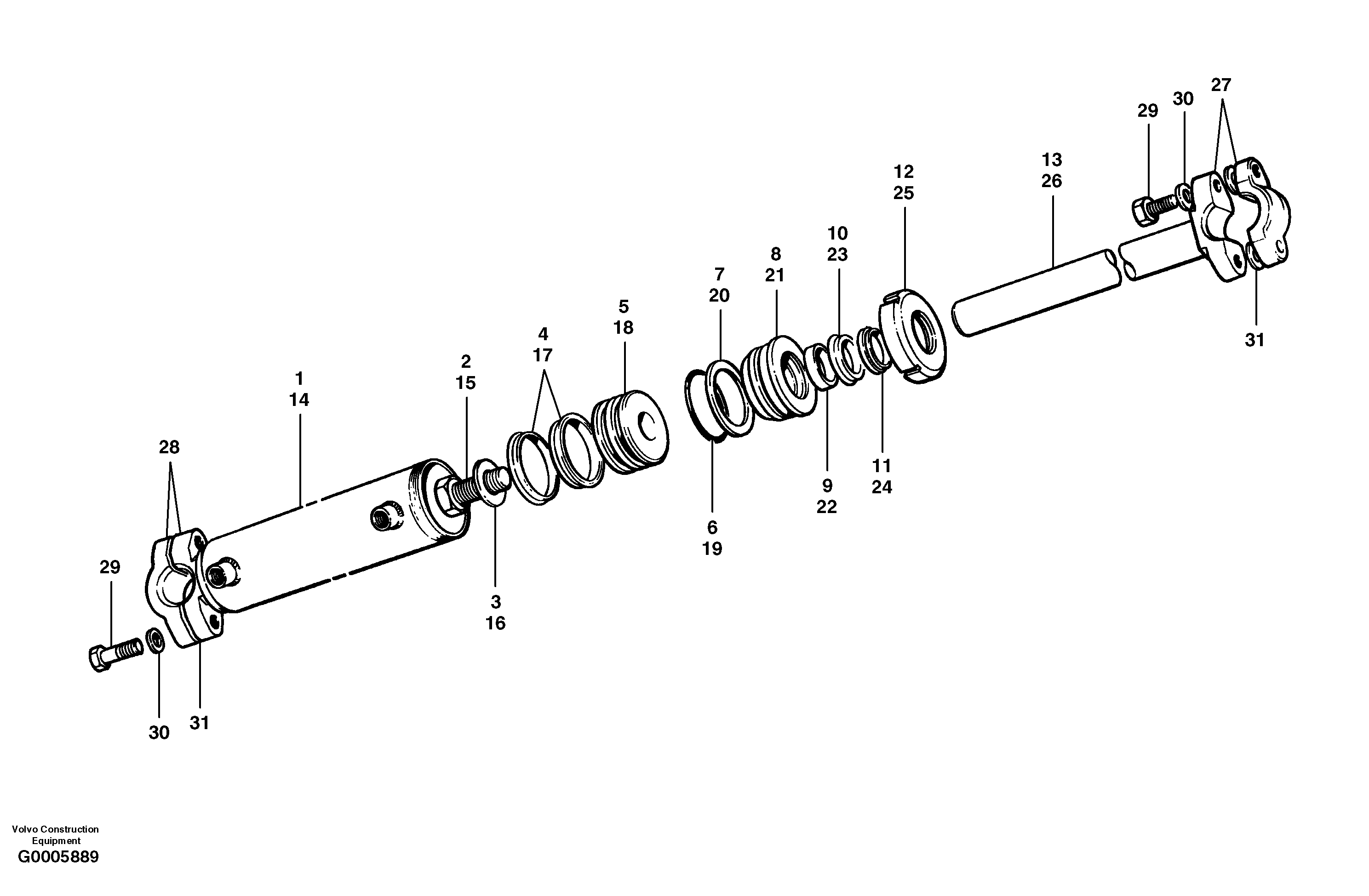 Circle shift cylinder  MODEL G710 - G740 S/N 33060 - — volvo parts diagram