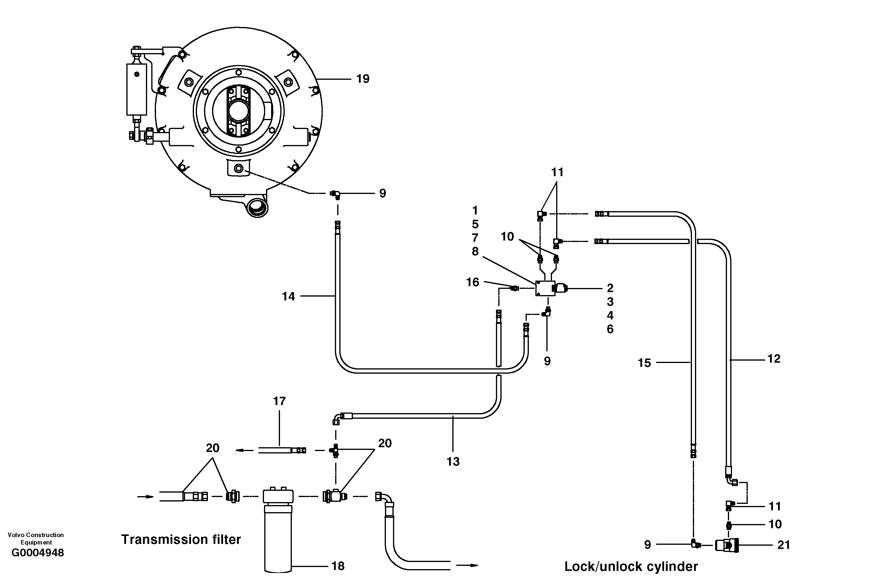 Differential hydraulic circuit  MODEL G710 - G740 — volvo parts diagram