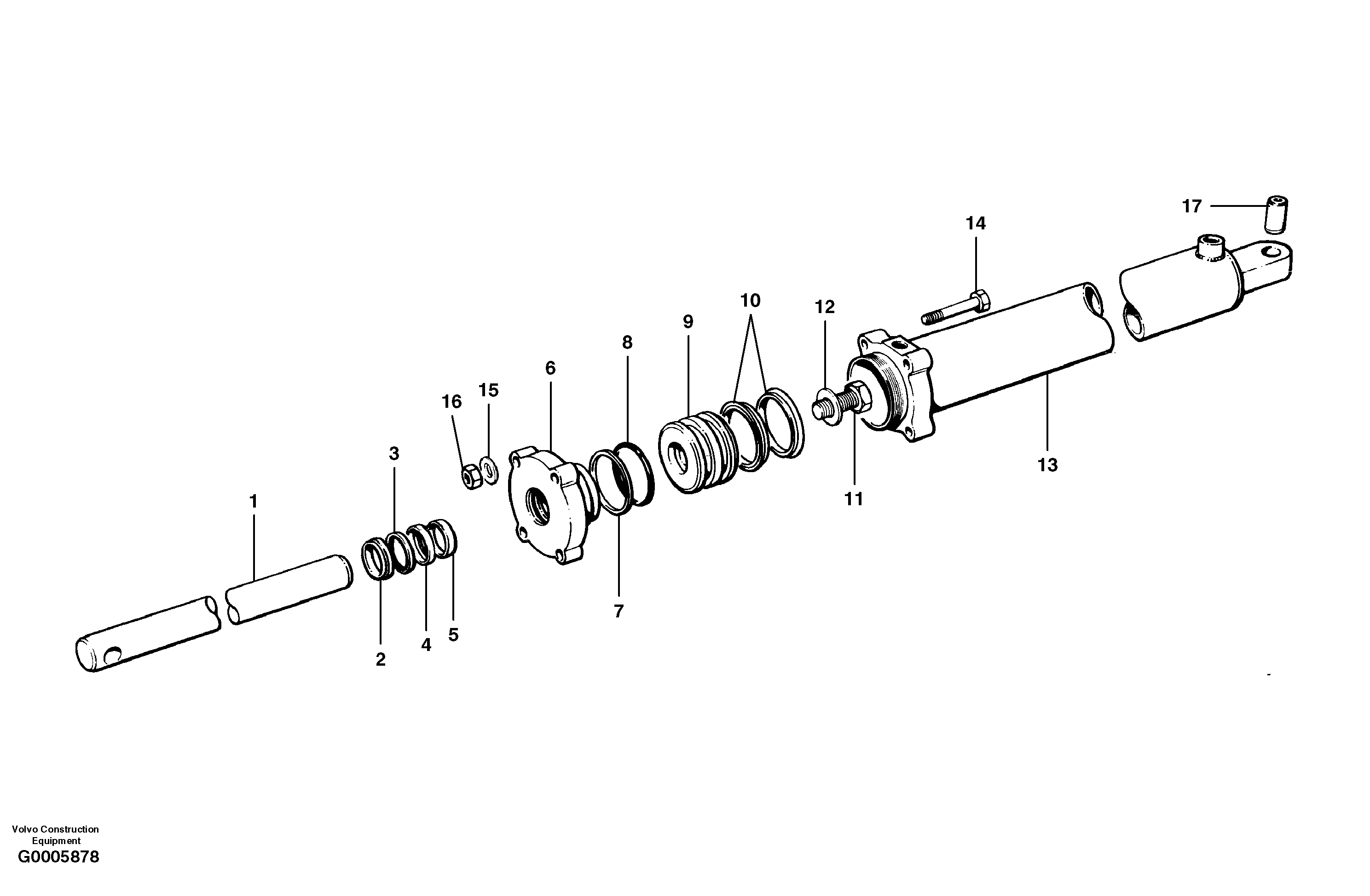 Slide shift cylinder  MODEL G780 S/N 33000 - 33059 — volvo parts diagram