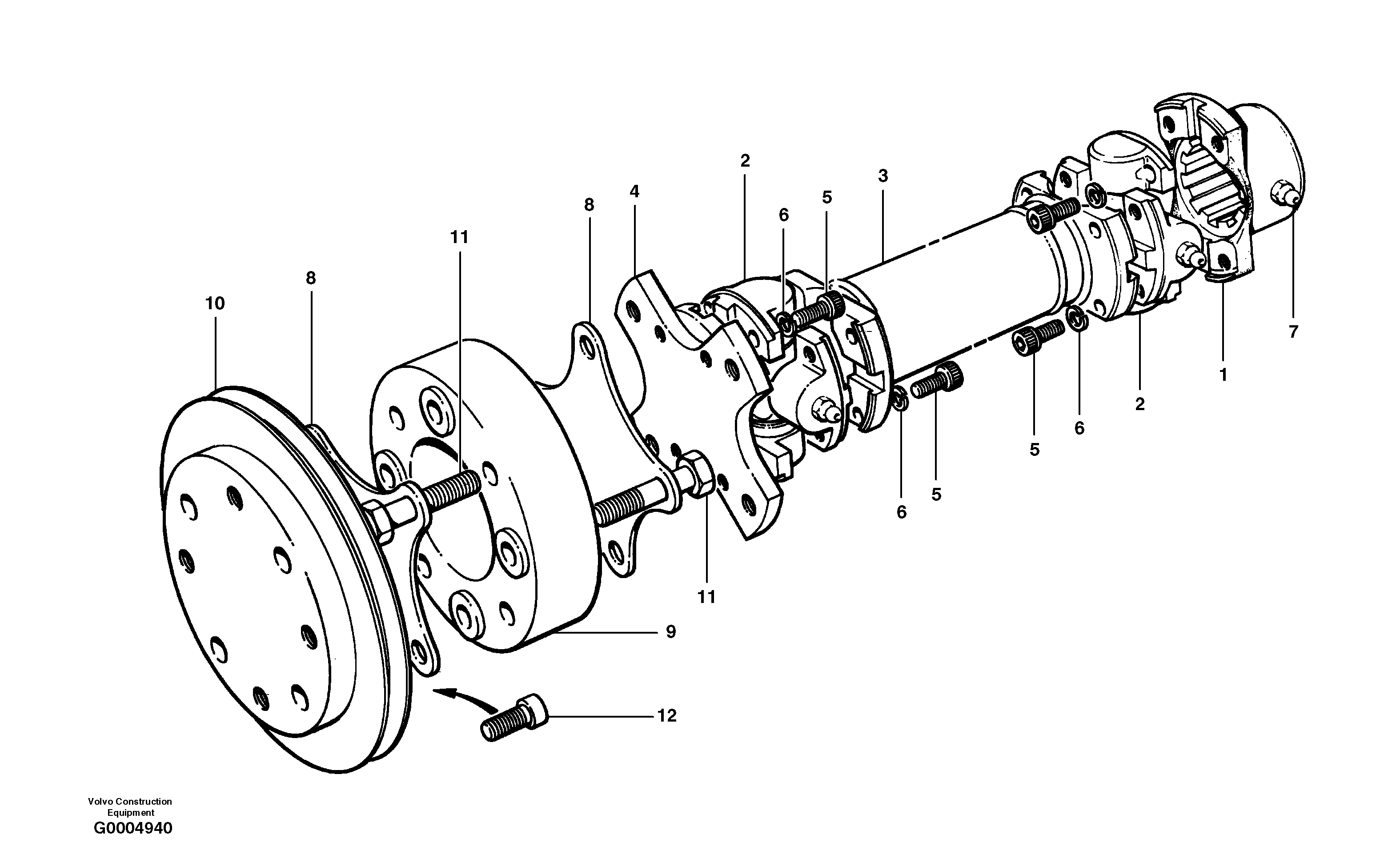 Pump drive shaft MODEL G720 - G730 — volvo parts diagram
