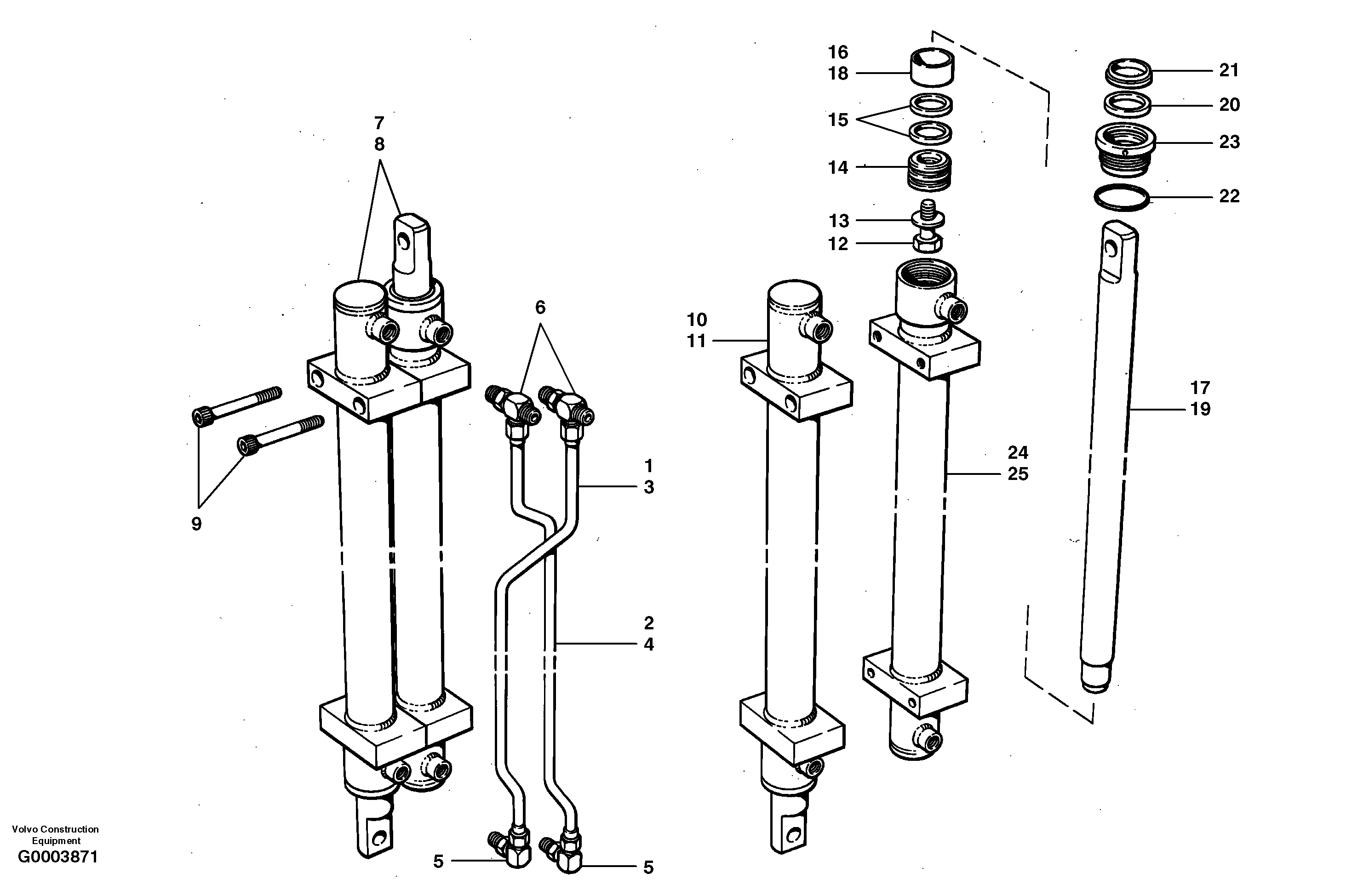 Dual slide cylinder assembly - hydraulic wing  33000 - 33059 — volvo parts diagram