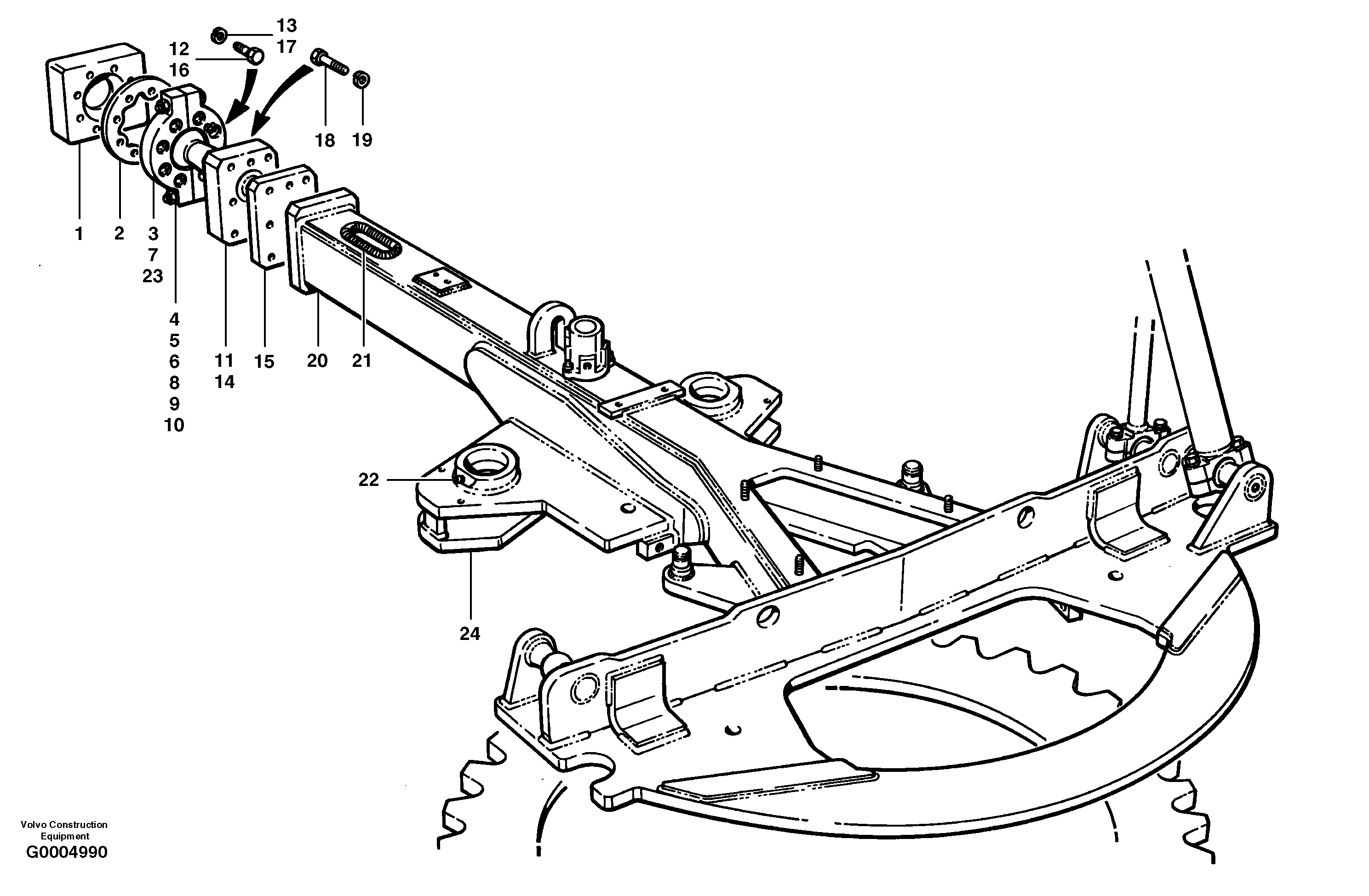 Drawbar - front  MODEL G710 - G740 — volvo parts diagram