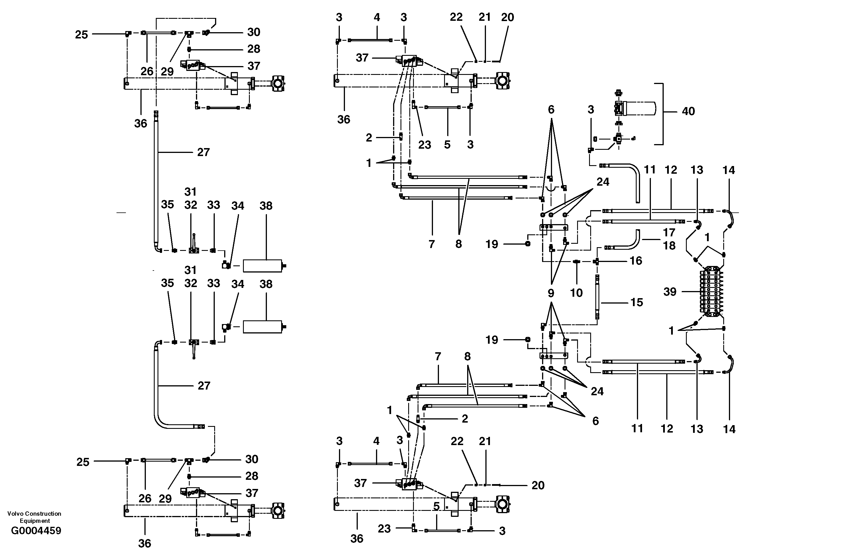 Blade lift circuit - HMBCS - float valve  MOGEL G780 — volvo parts diagram