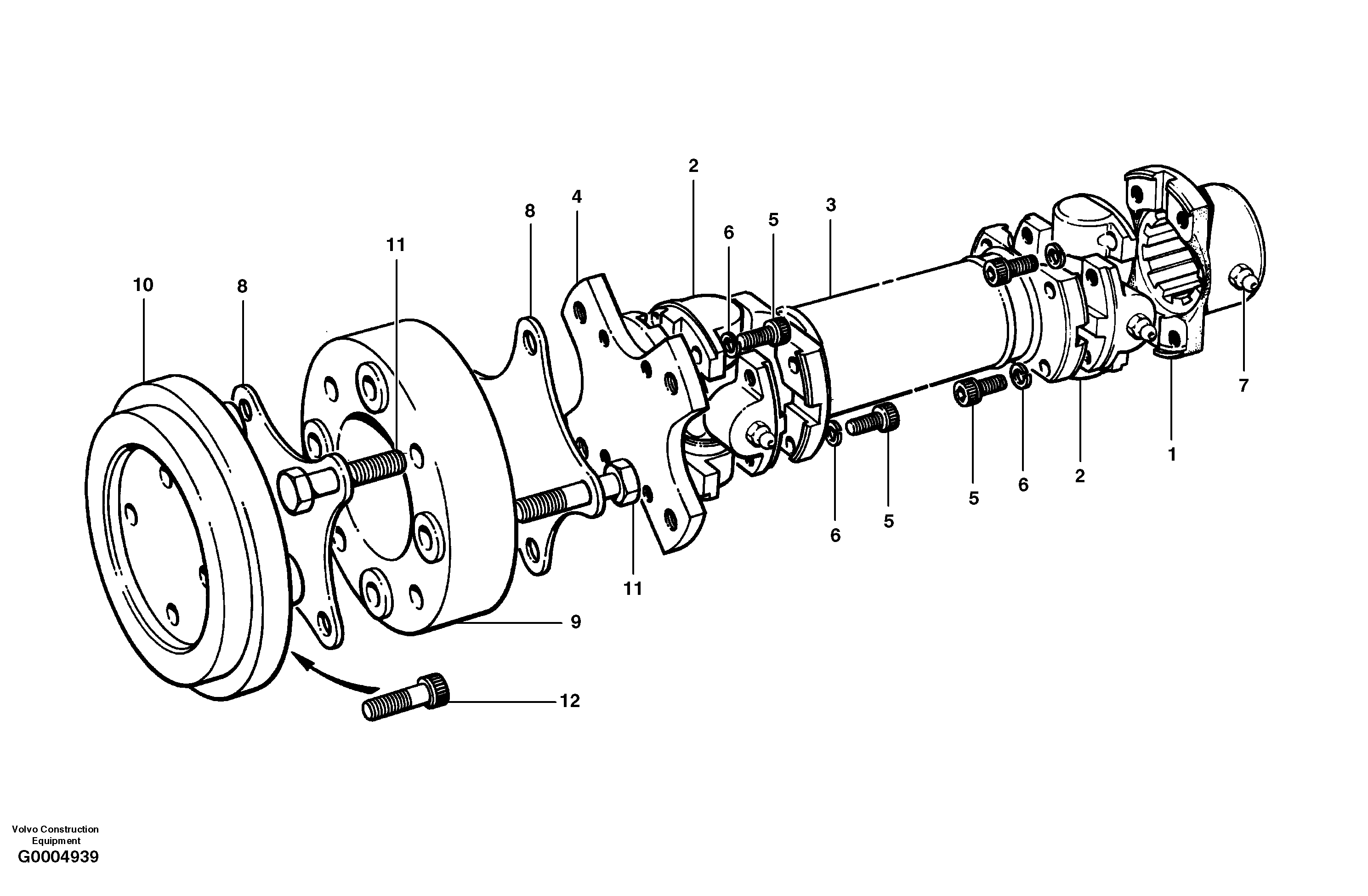 Pump drive shaft MODEL G710 — volvo parts diagram