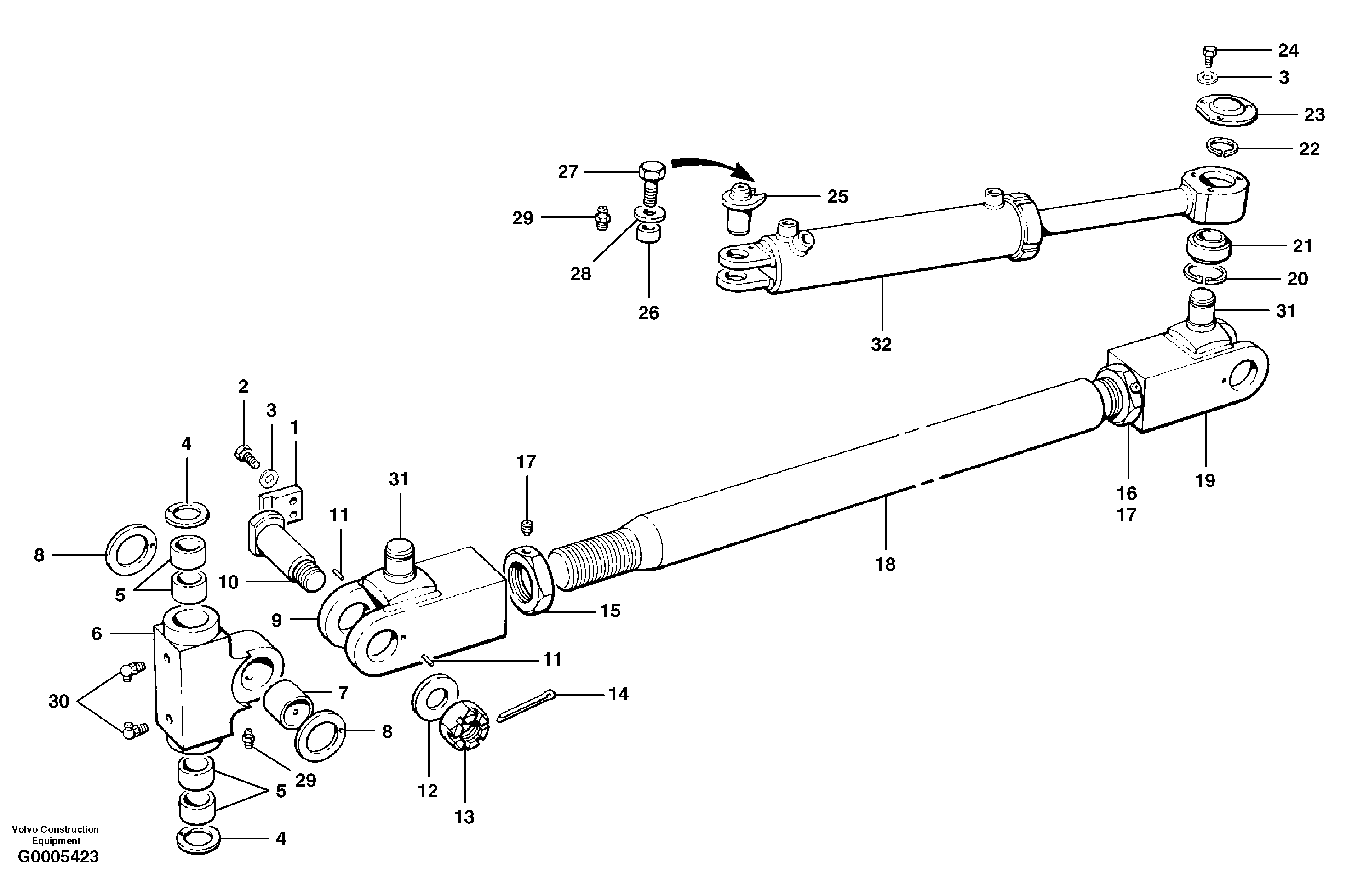 Front axle drag link MODEL G780 — volvo parts diagram