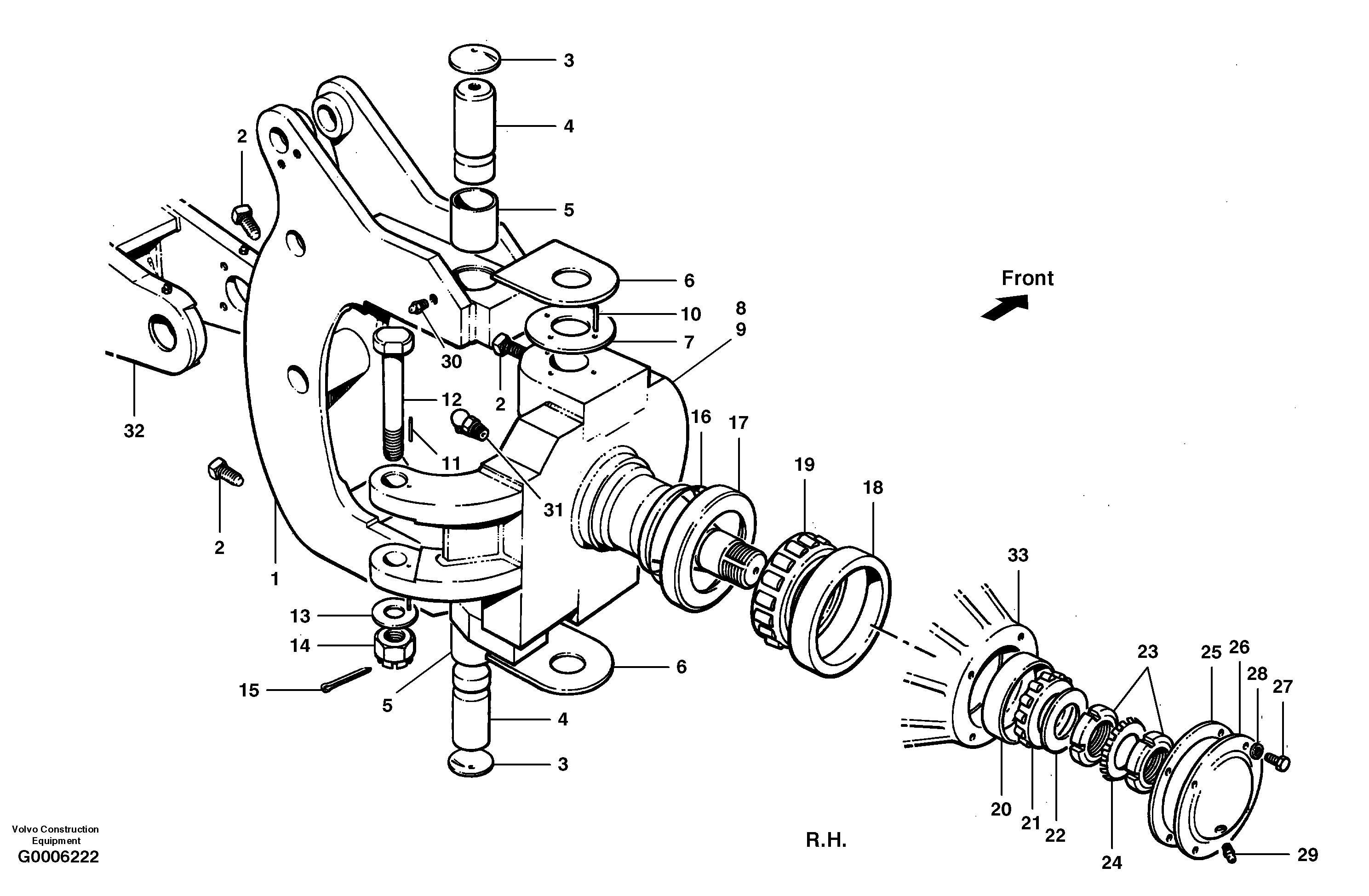 Hub and knuckle MODEL G710 - G740 — volvo parts diagram