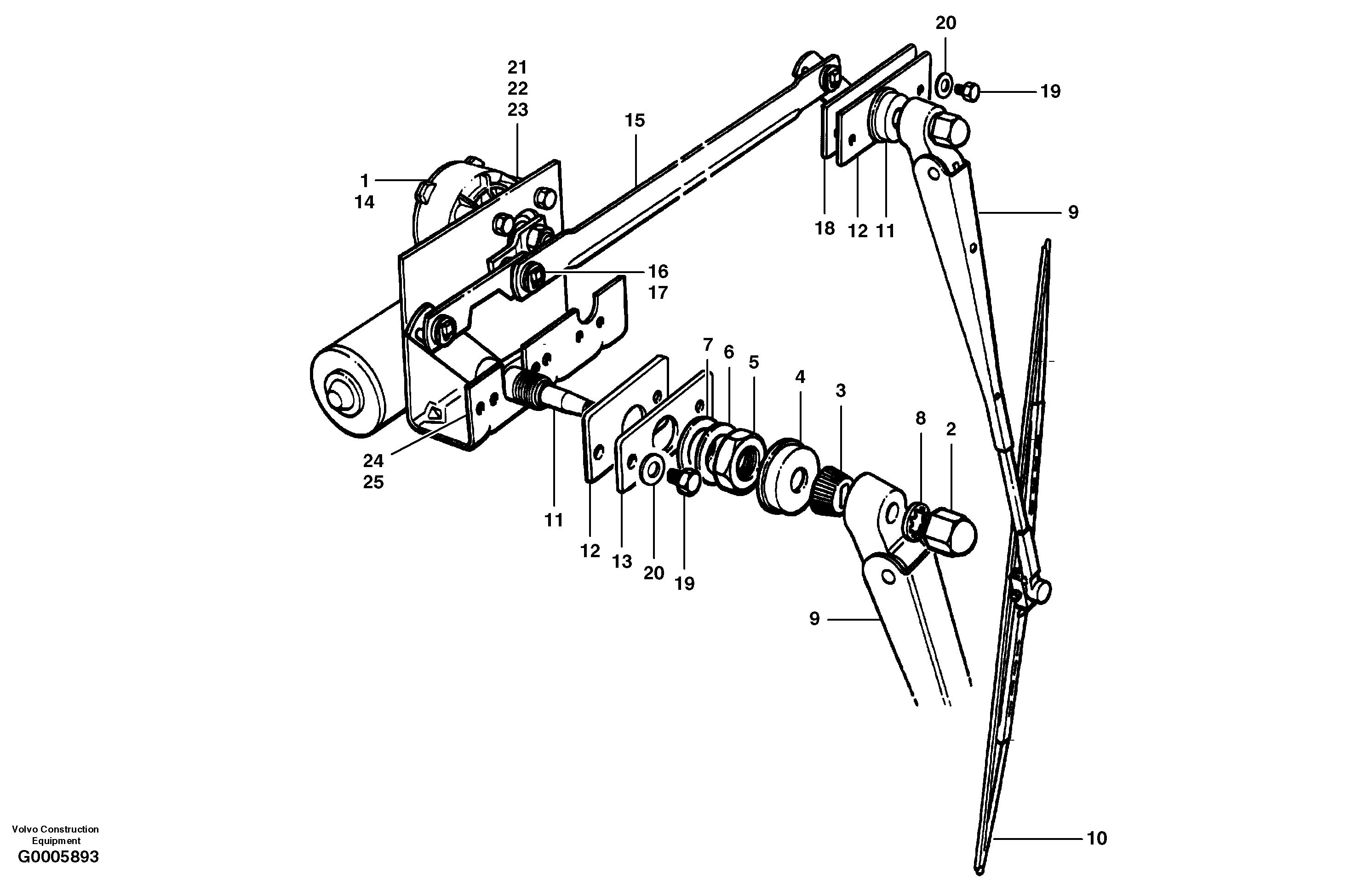 Windshield wiper - low profile cab — volvo parts diagram