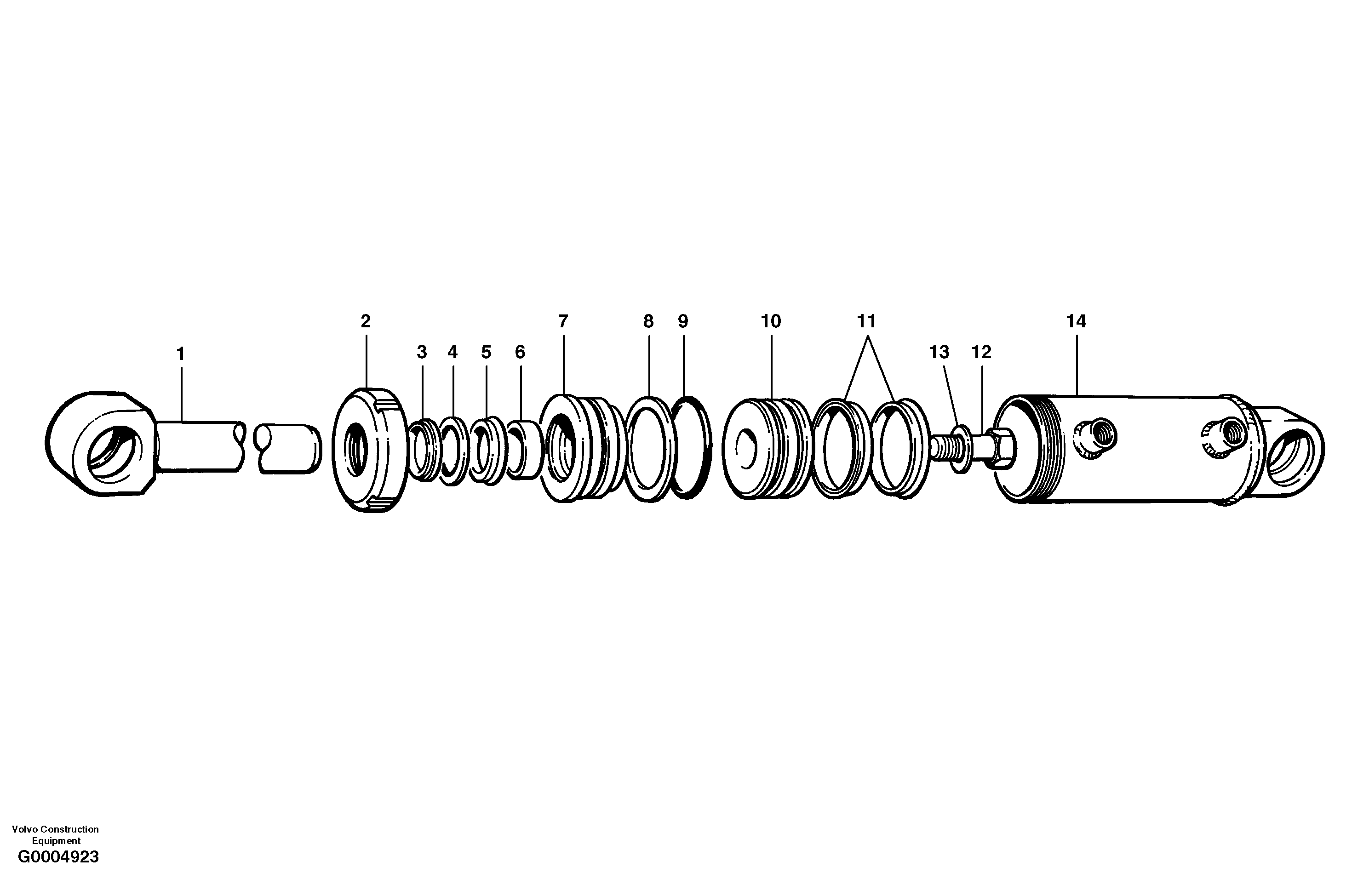 Wheel lean cylinders  MODEL G710, G720 S/N 33000 - 33059 — volvo parts diagram