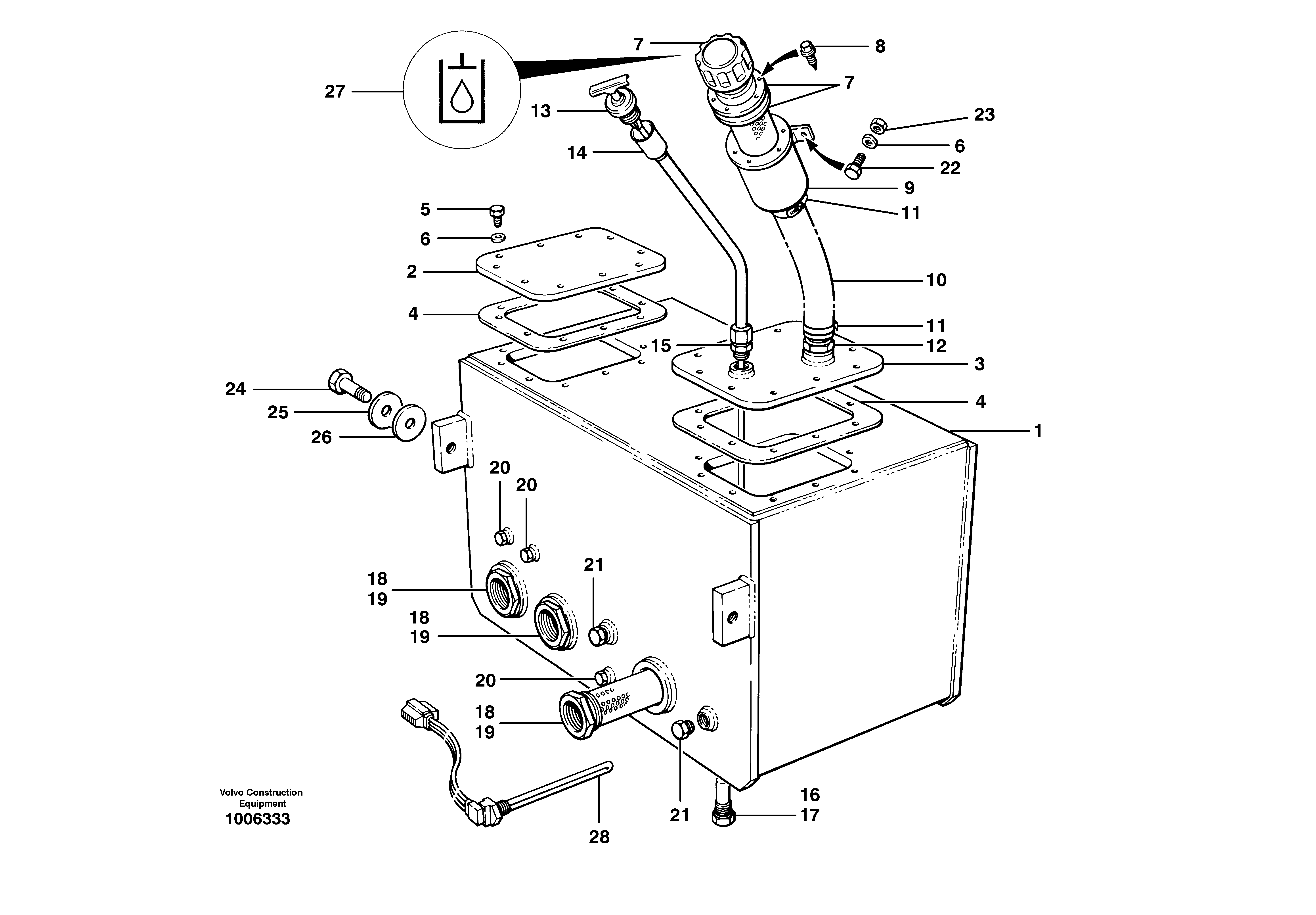 Hydraulic oil tank - main circuit - AWD — volvo parts diagram