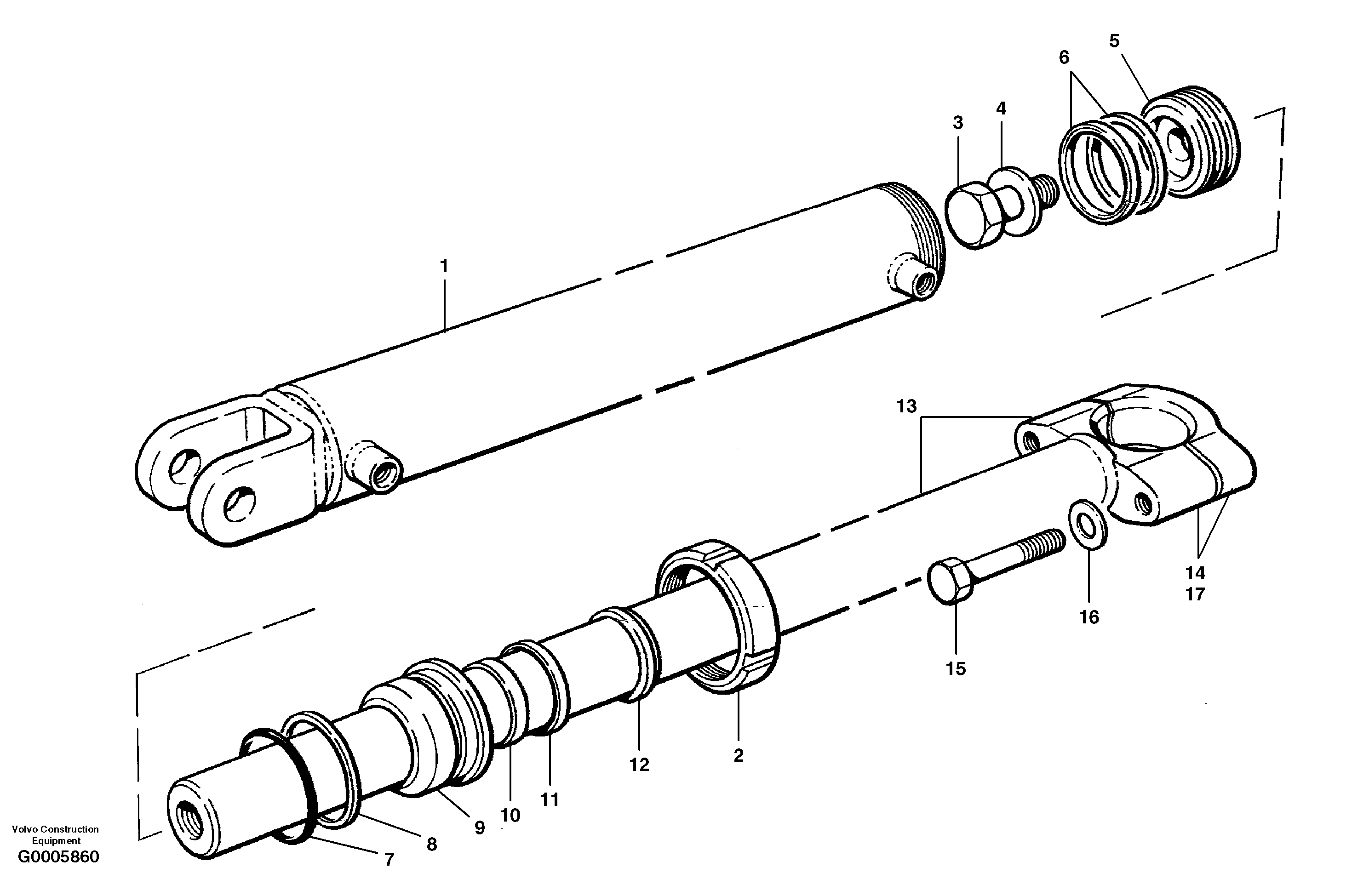 Wing lift cylinder - hydraulic wing  S/N 33060 - — volvo parts diagram