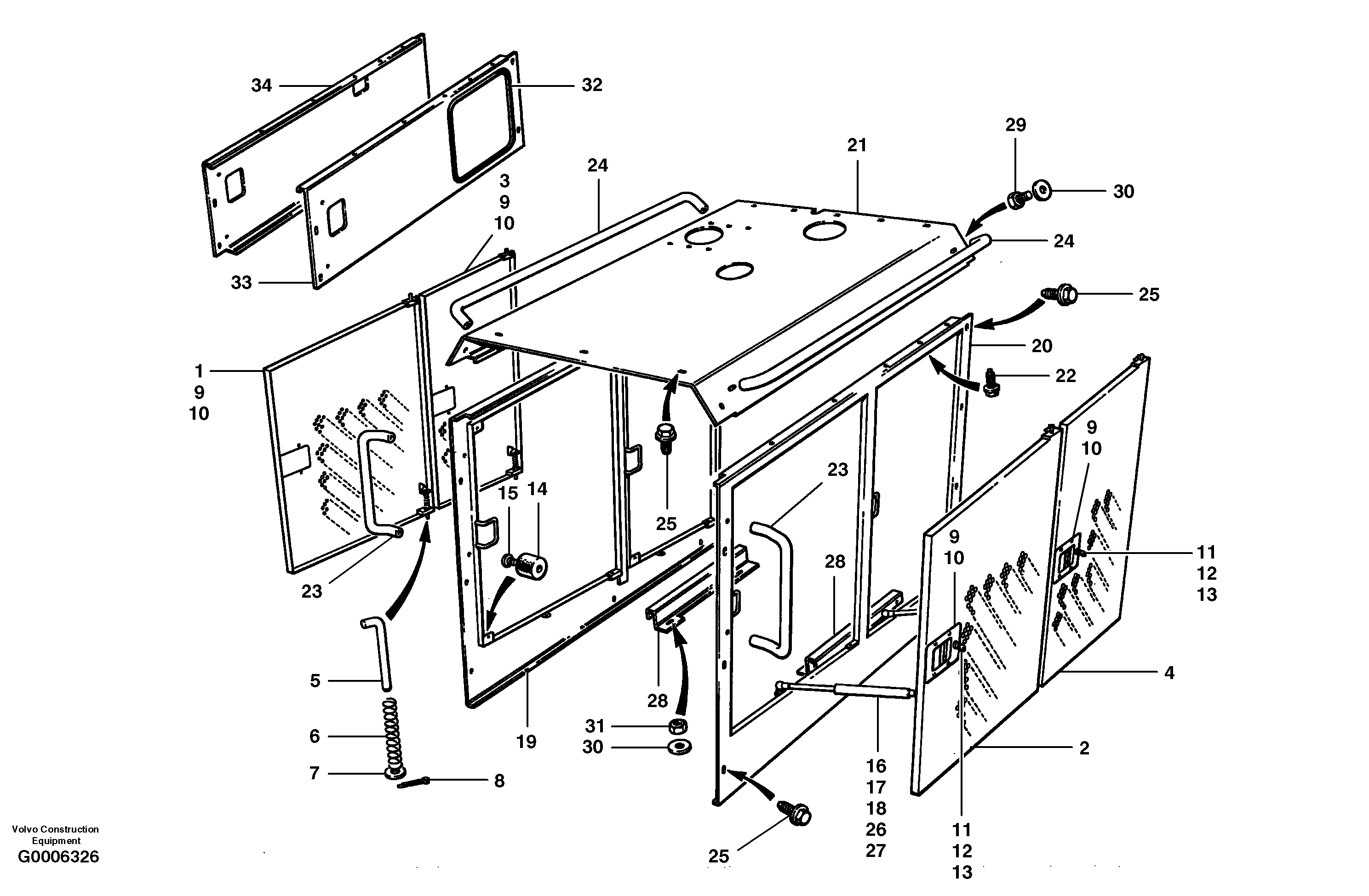 Engine cowl S/N 33000 - 33551 — volvo parts diagram
