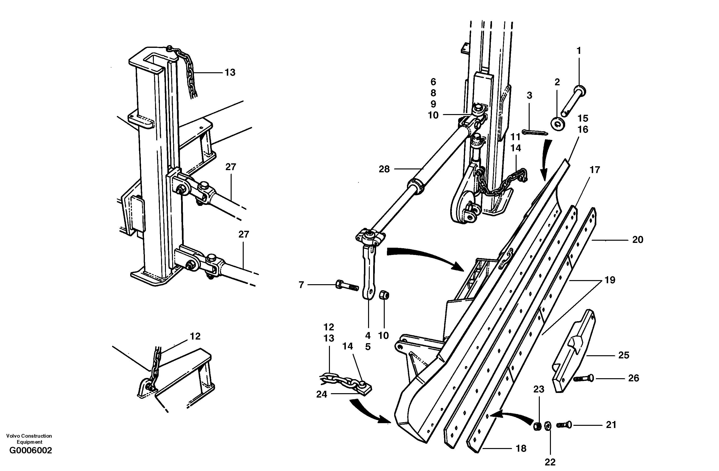 Wing installation - hydraulic wing — volvo parts diagram