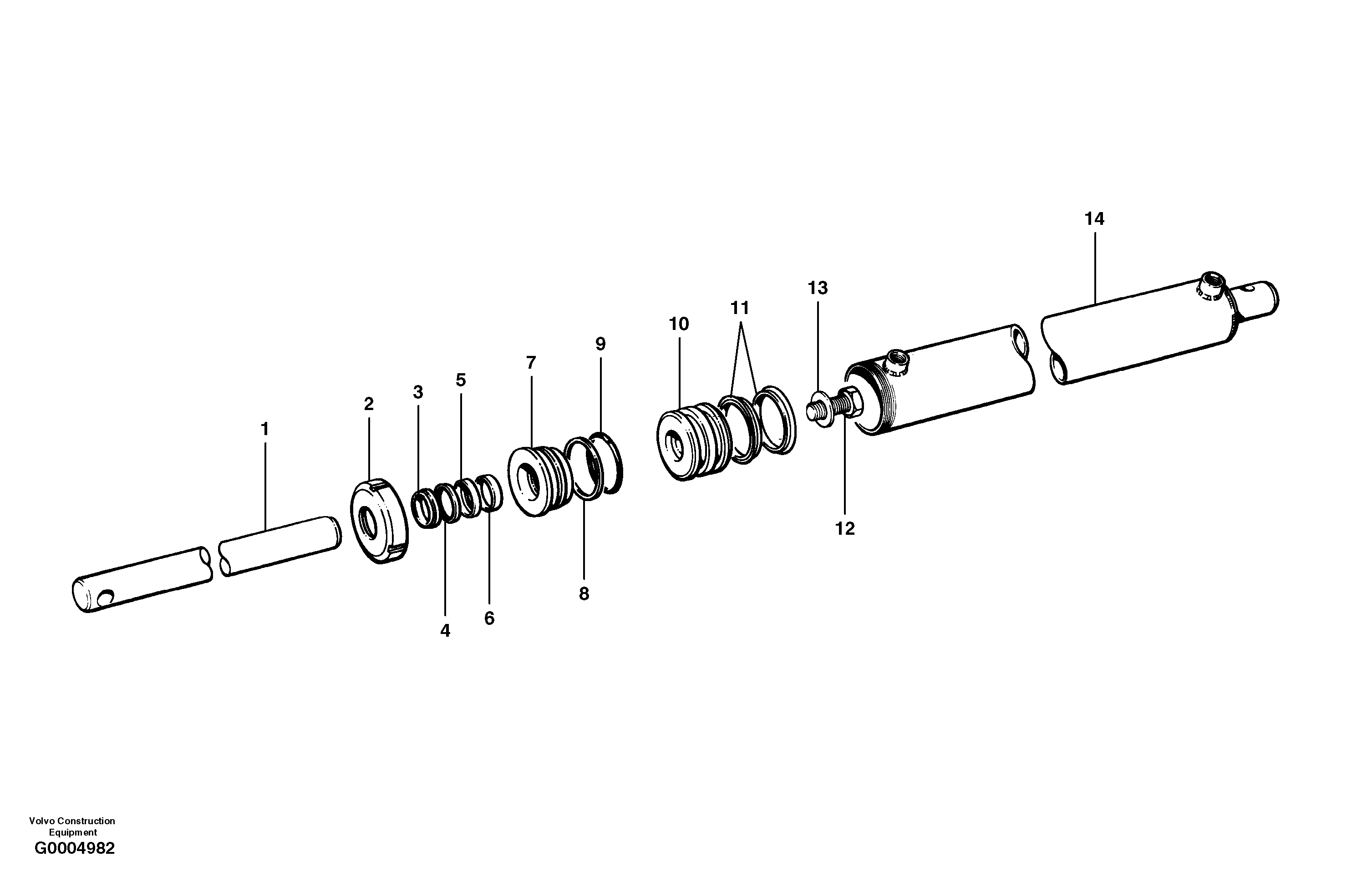 Slide shift cylinder  MODEL G730 - G740 S/N 33000 - 33059 — volvo parts diagram