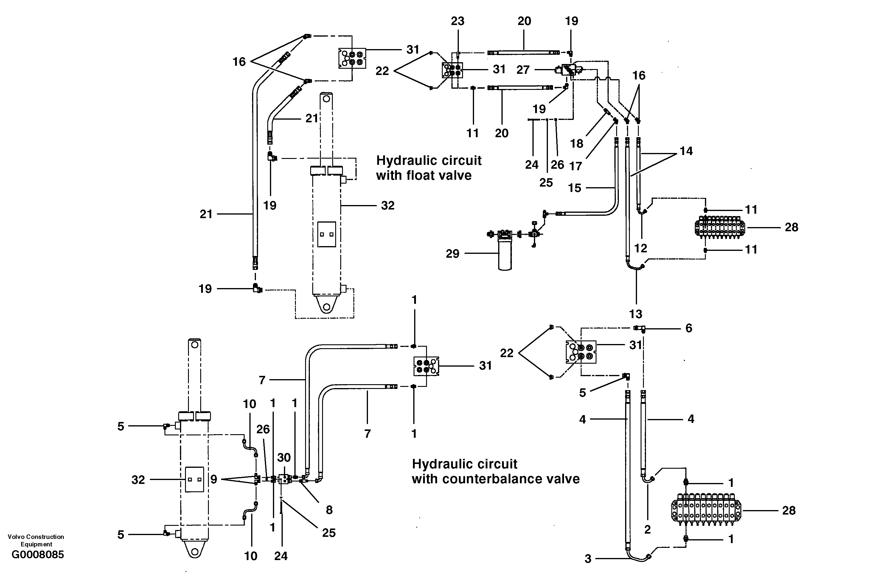 Plow and dozer circuit — volvo parts diagram