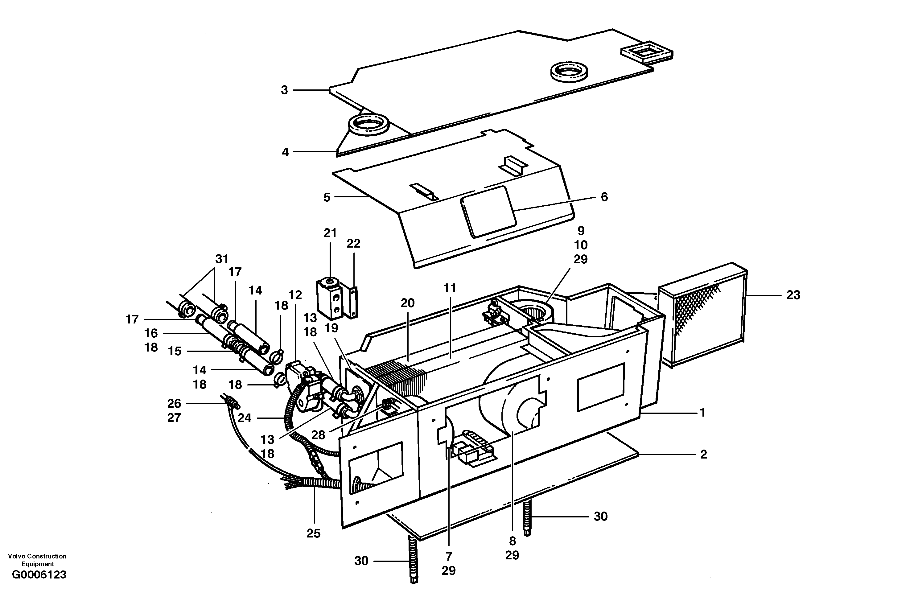 Cab heater and air conditioning — volvo parts diagram