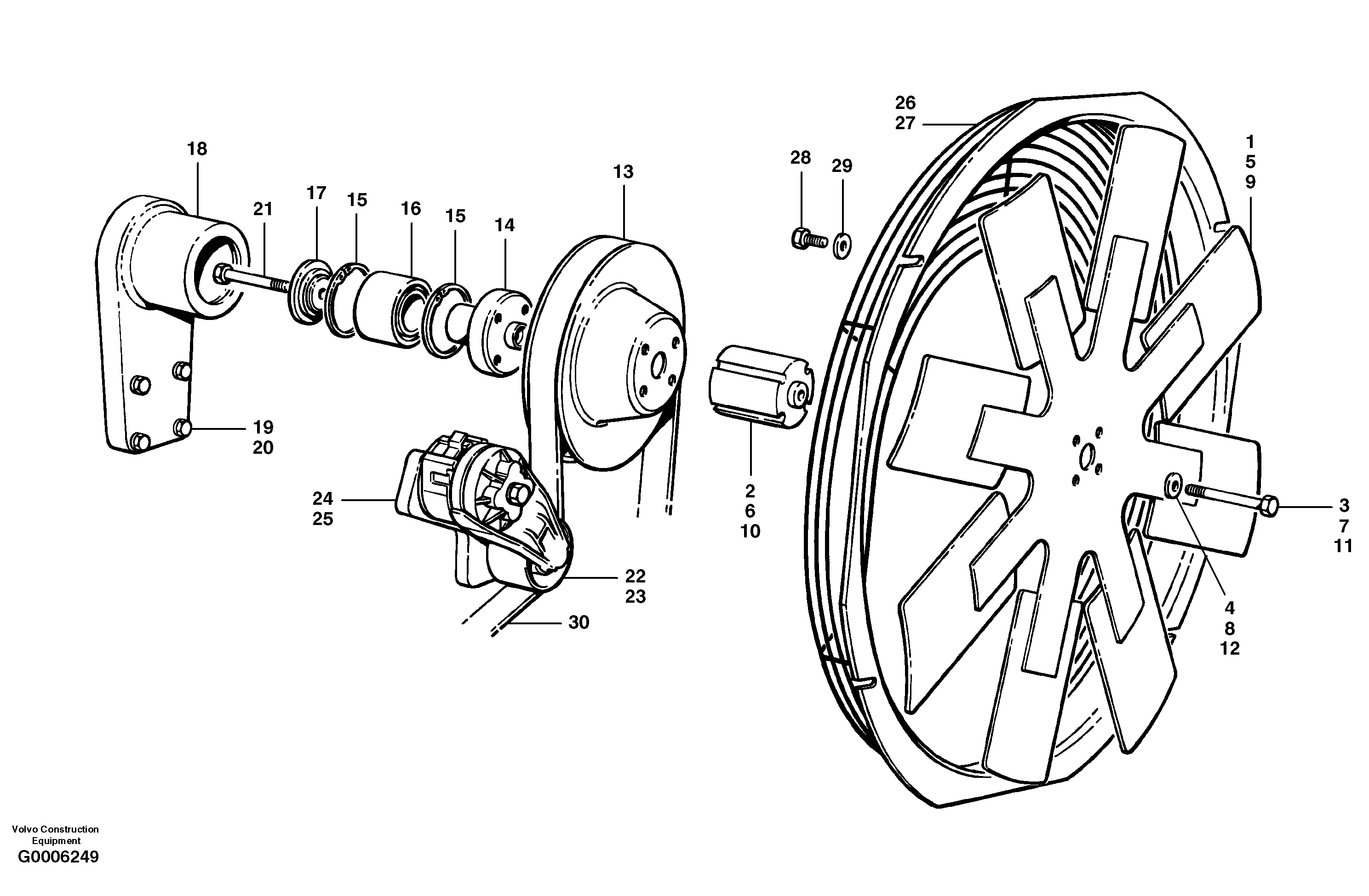 Fans and fan guard  MODEL G710 - G716 — volvo parts diagram