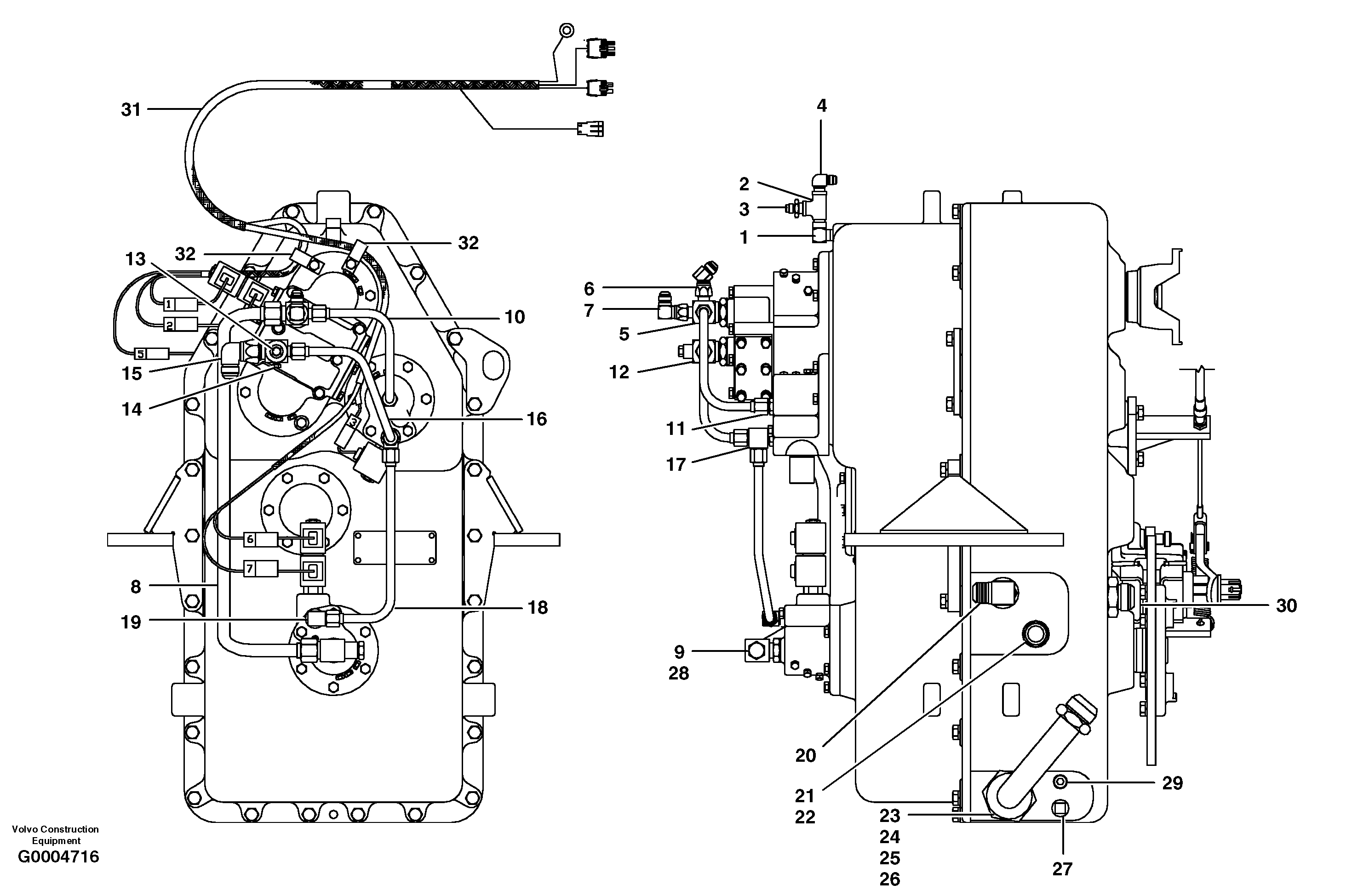 Transmission case hydraulics — volvo parts diagram
