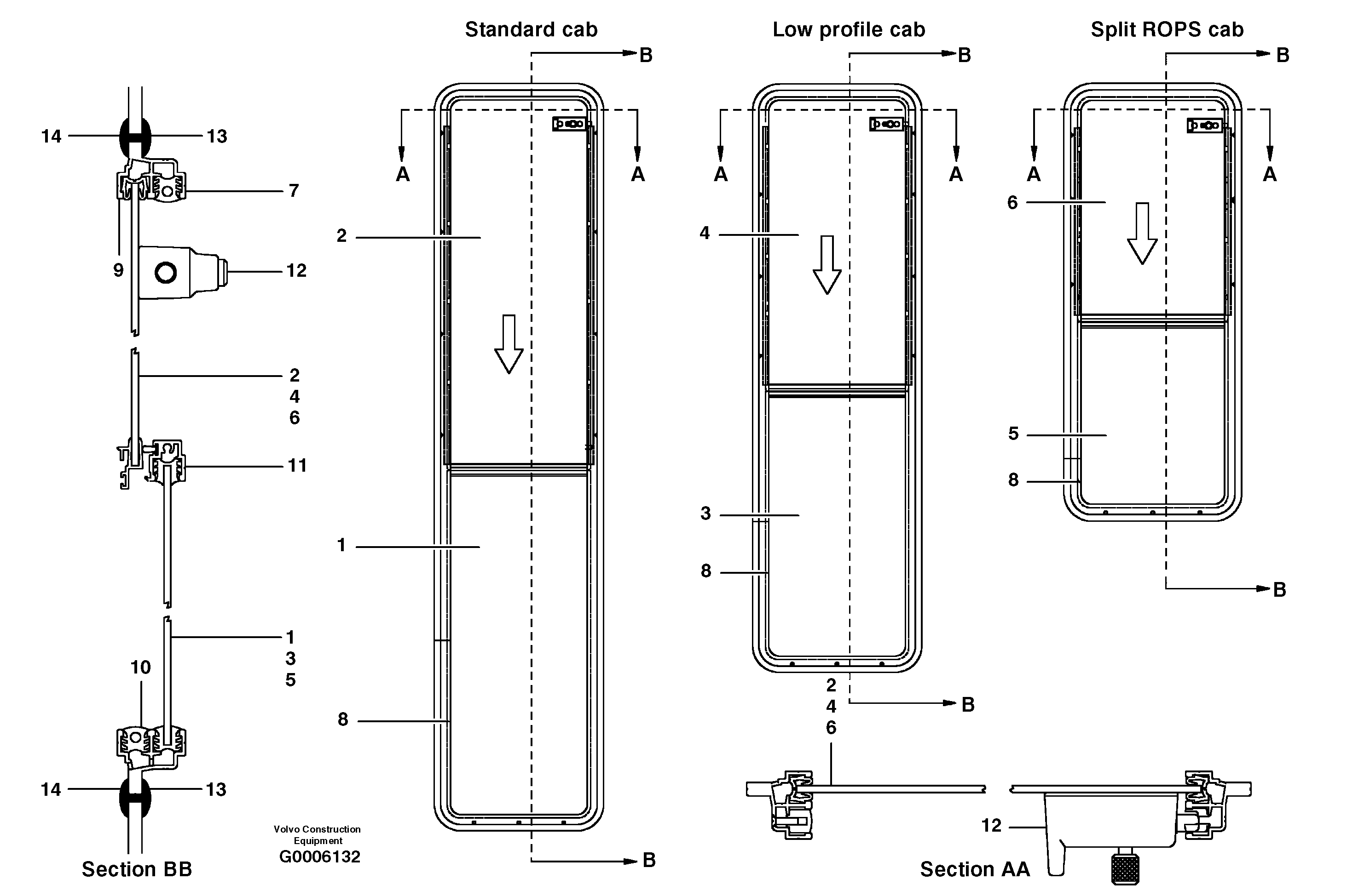 Side slider window — volvo parts diagram