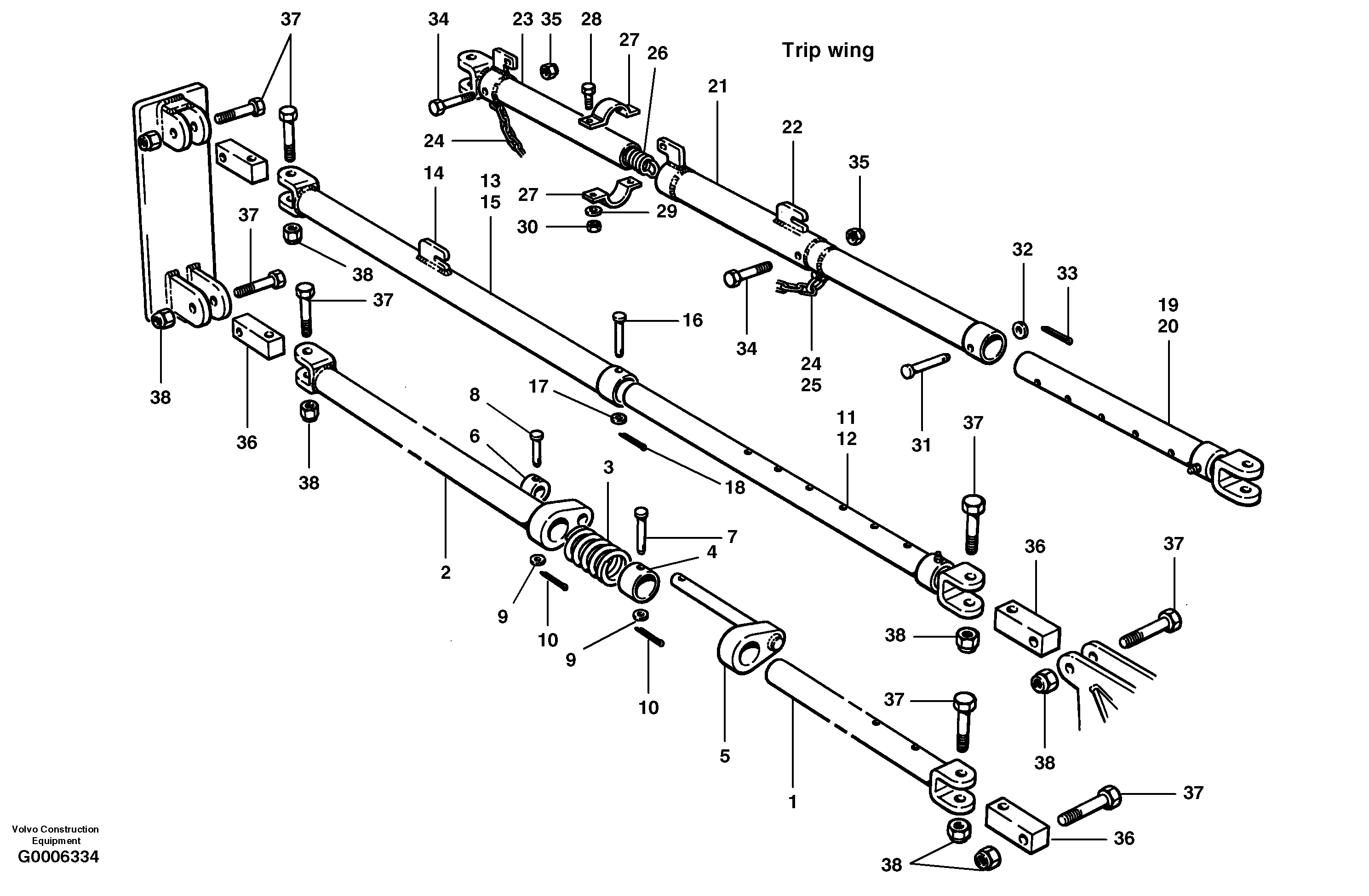 Wing stand-off arms installation - hydraulic wing — volvo parts diagram