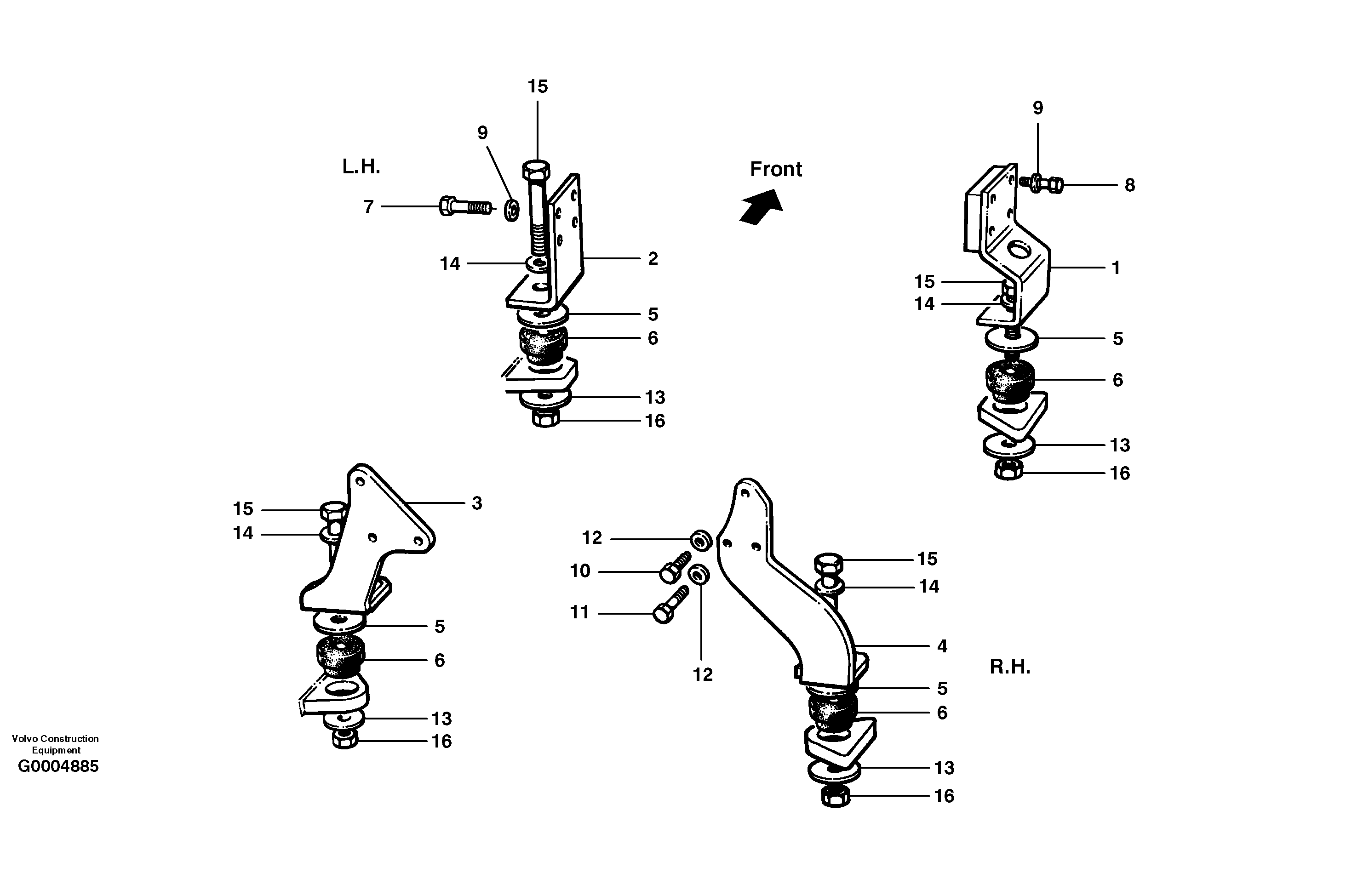 Engine mounts MODEL G740 - G780 — volvo parts diagram